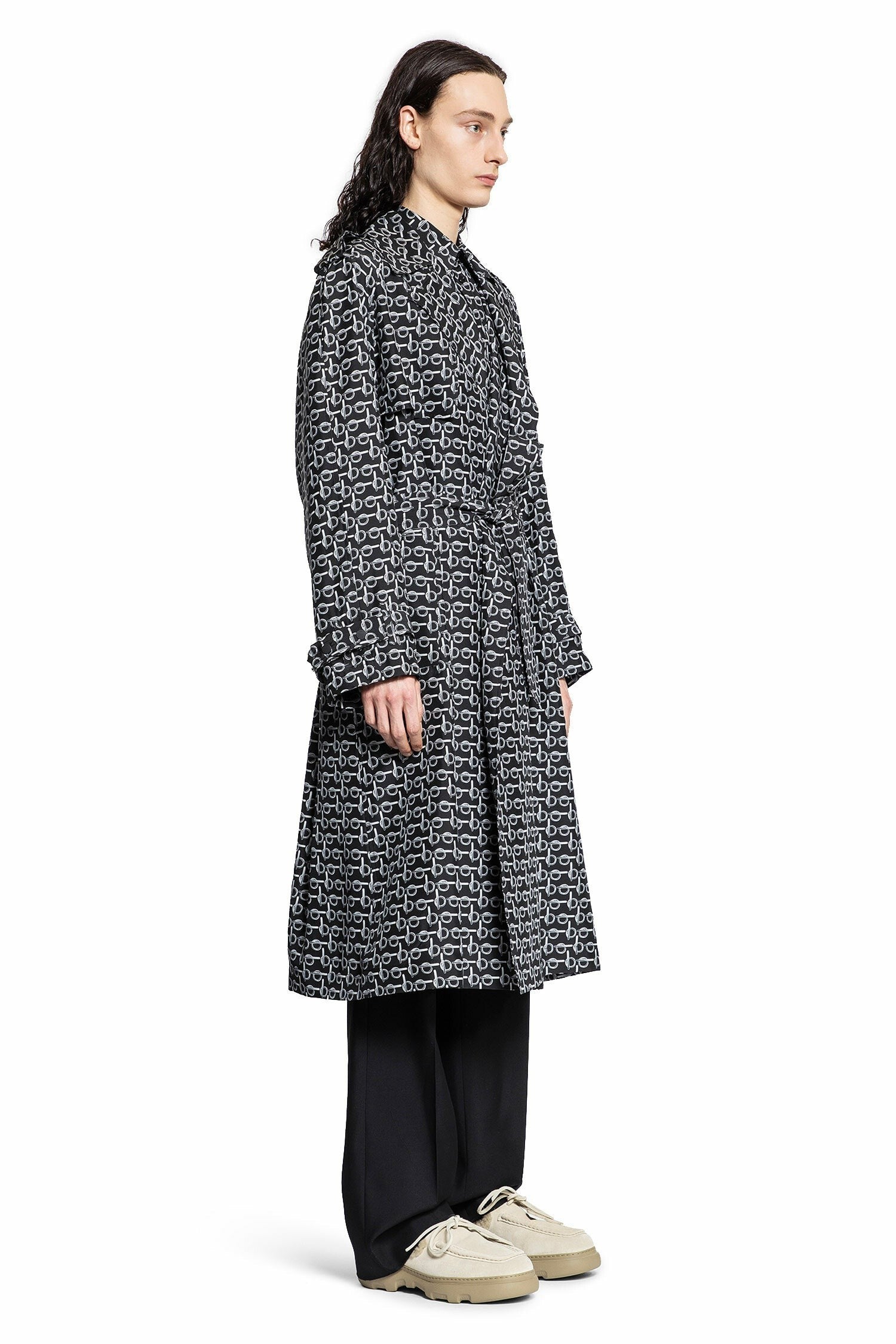B Closure Long Silk Trench Coat