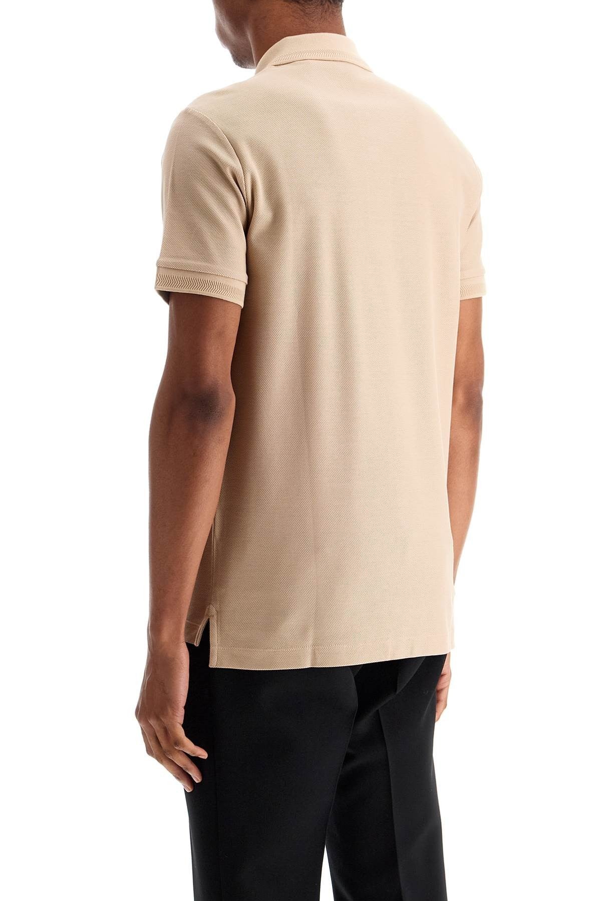 beige cotton polo with ekd embroidered logo