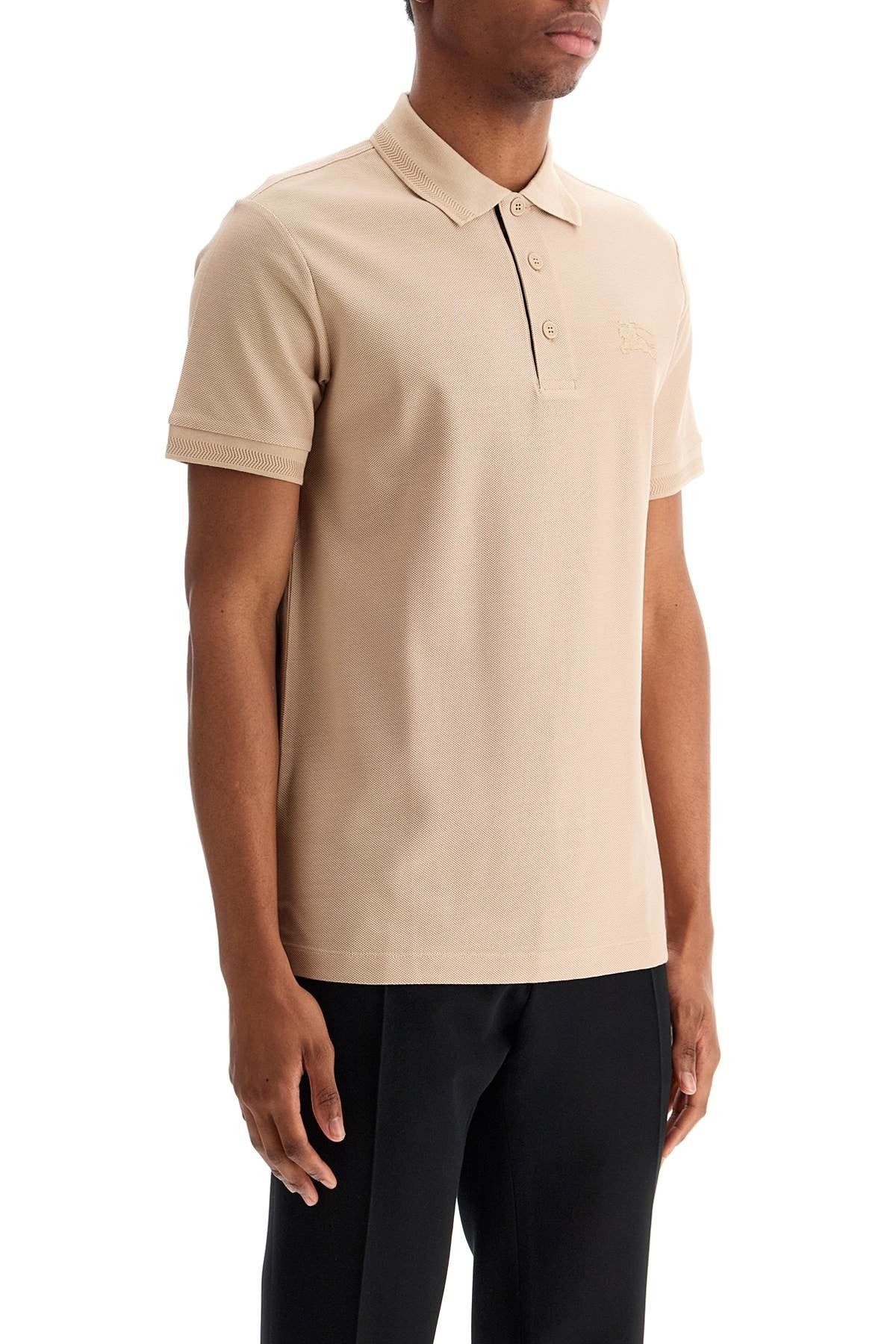 beige cotton polo with ekd embroidered logo