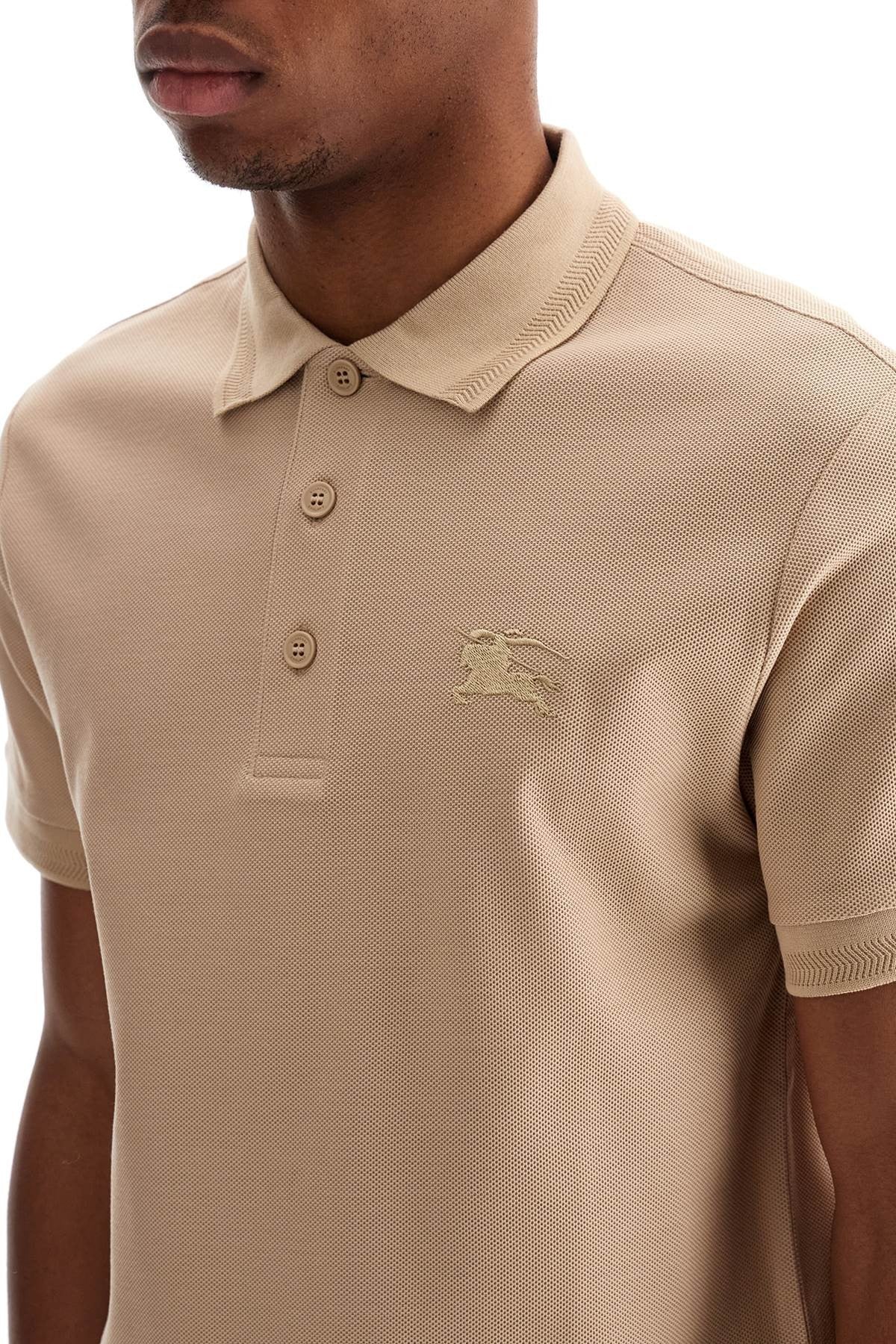 beige cotton polo with ekd embroidered logo