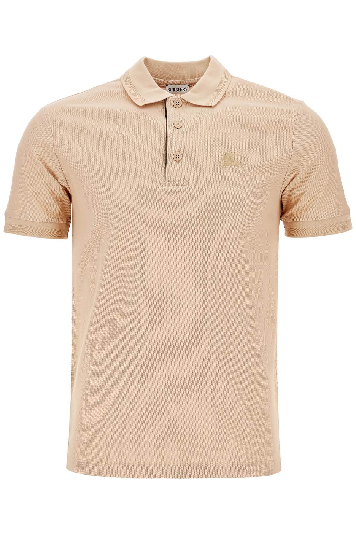 beige cotton polo with ekd embroidered logo