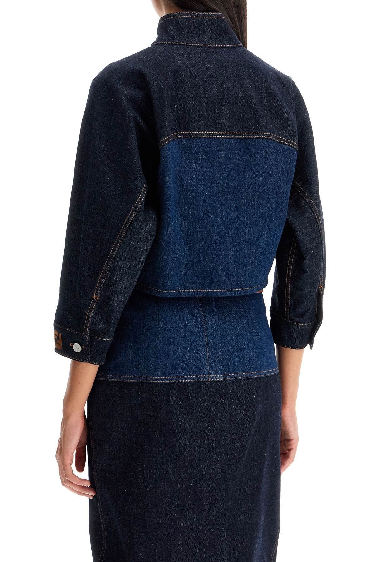 Bicolor Cropped Denim Jacket In
