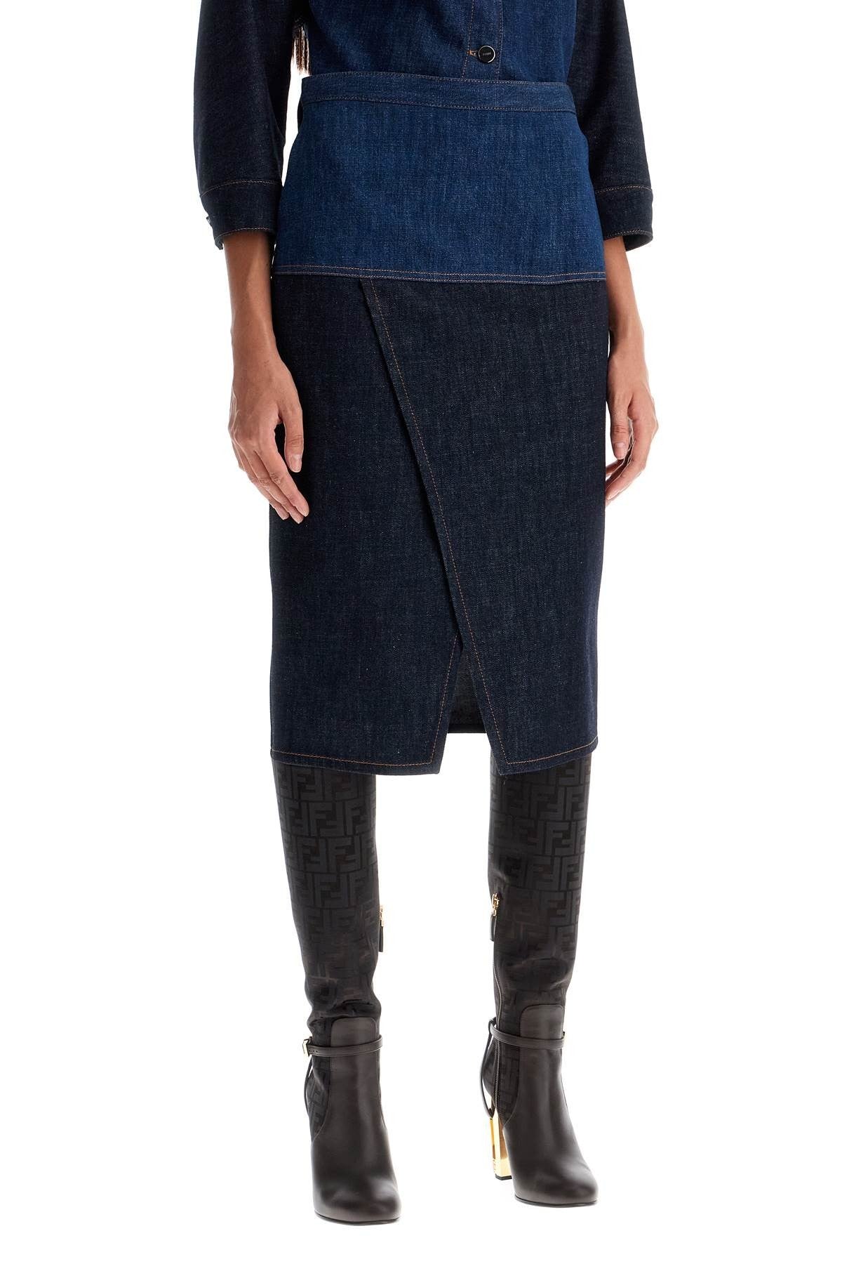 bicolor denim skirt
