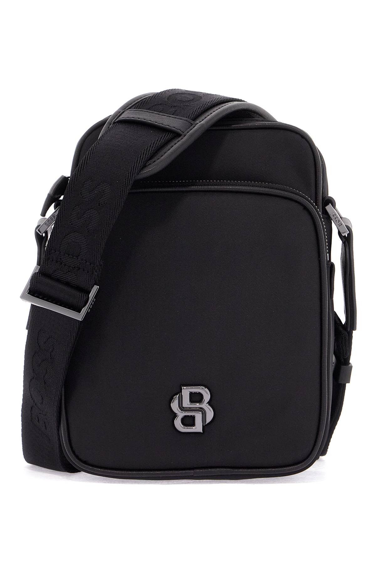 b_icon_ns black matte crossbody bag with zip and adjustable strap