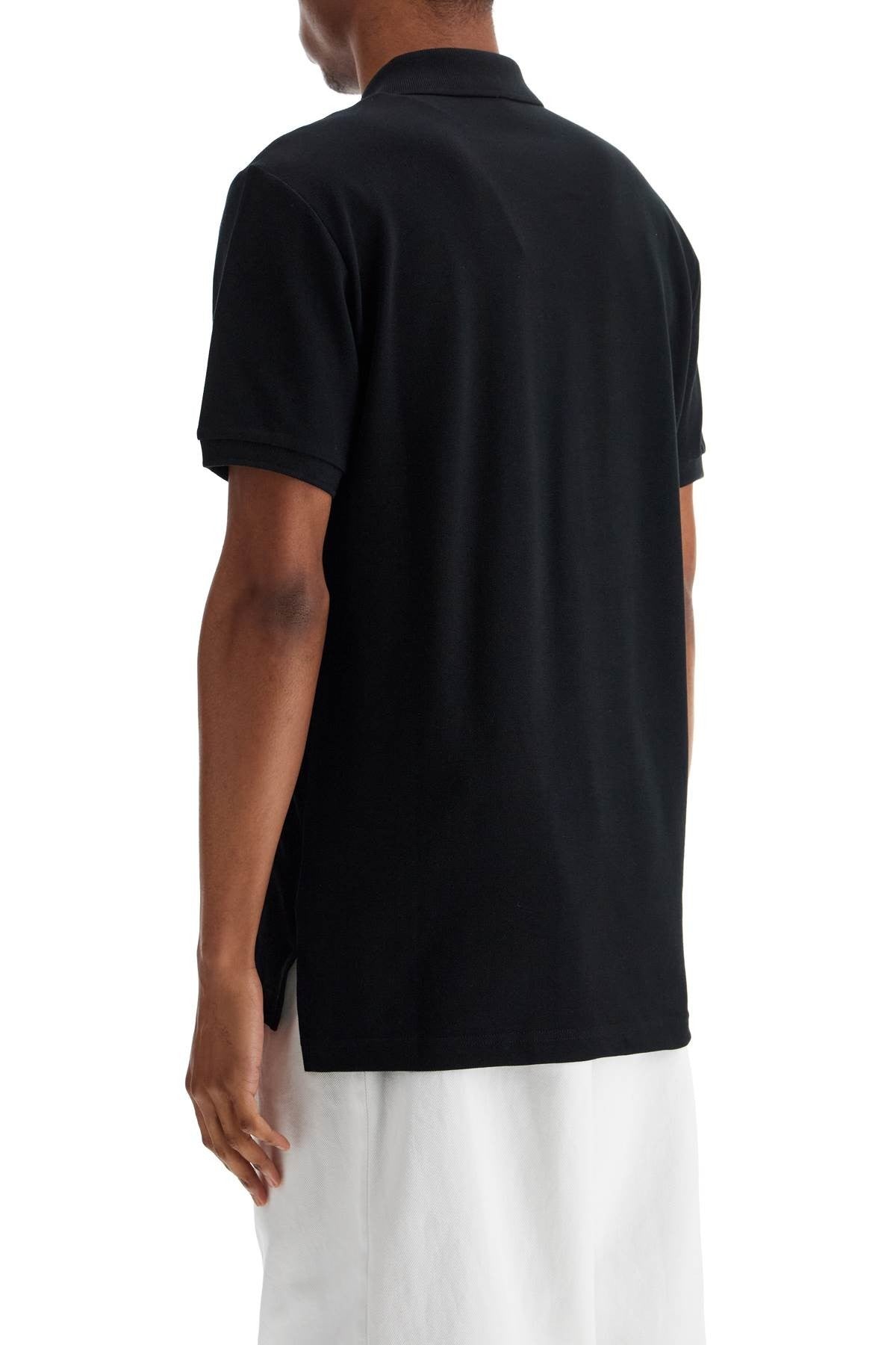 black cotton polo with bear print