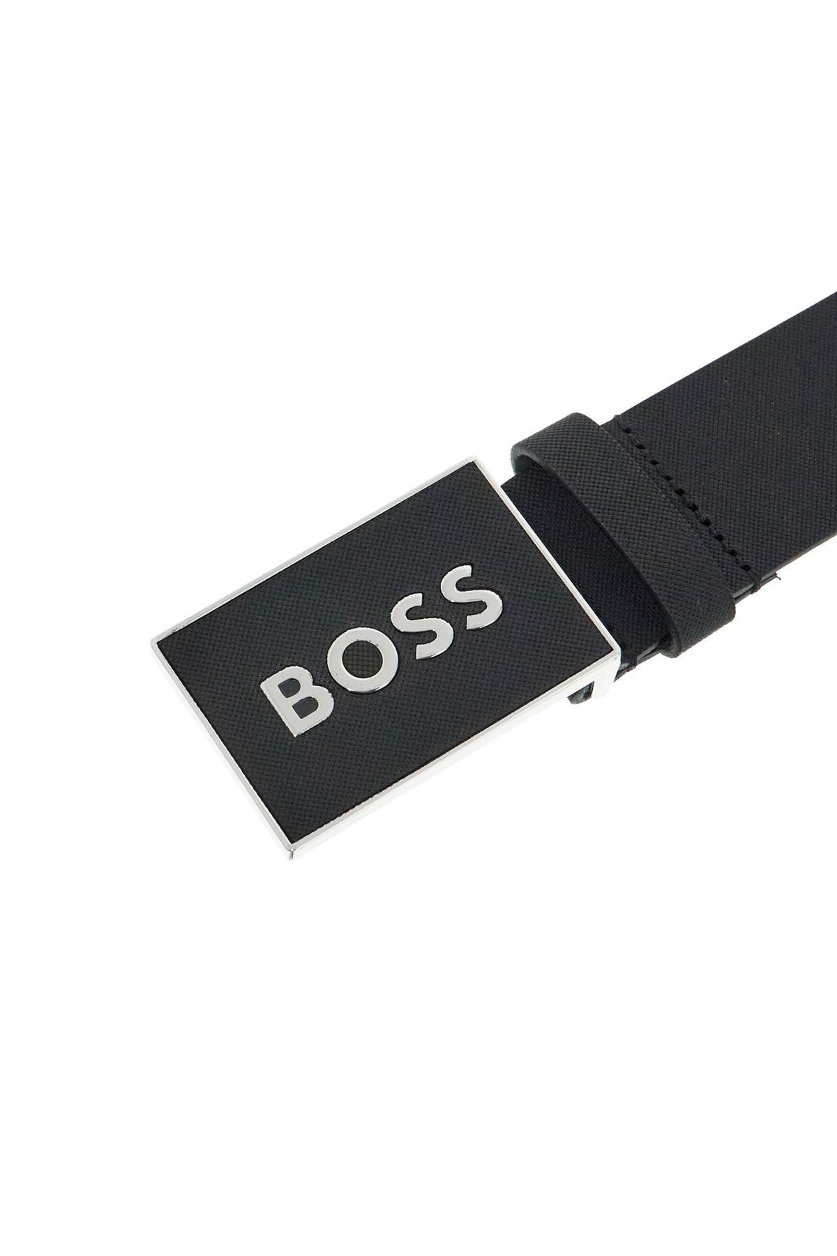 black leather belt with rectangular buckle icon-s1