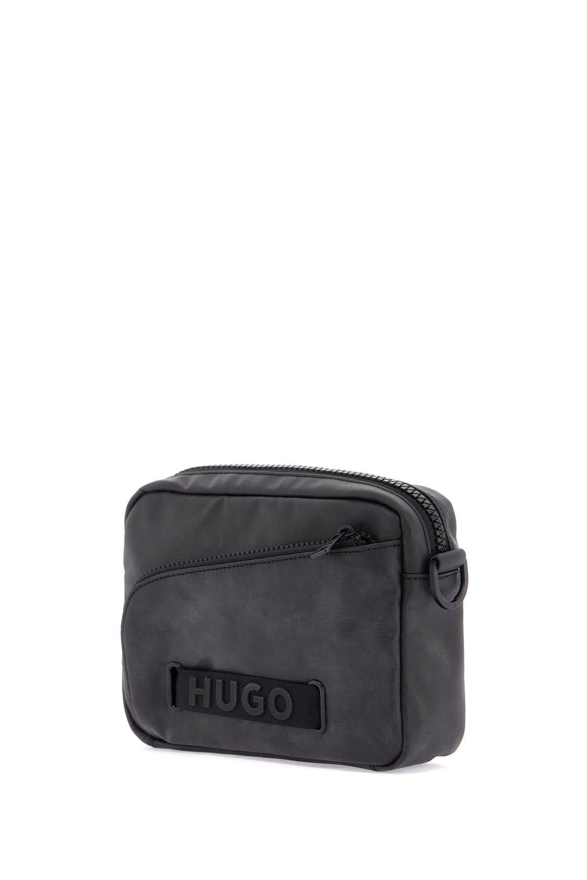 black minimalist nylon crossbody bag with zip