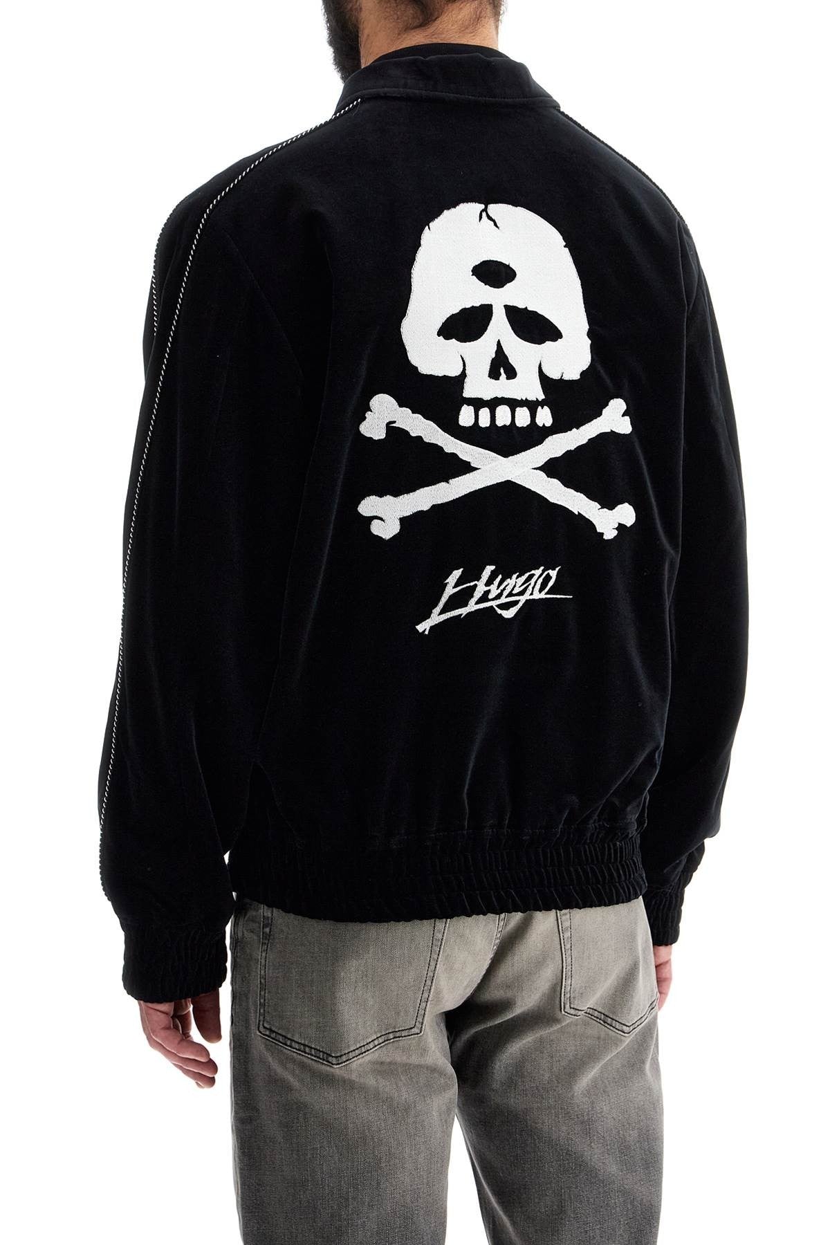 black skull pattern cotton jacket with zip