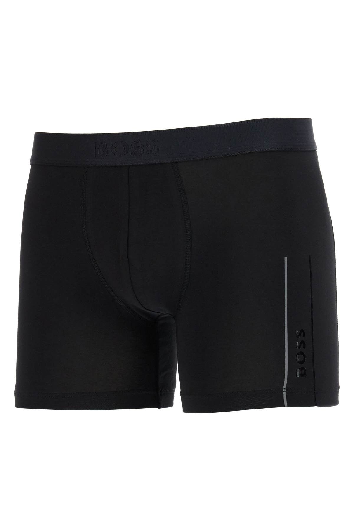 black slim fit boxer in cotton with logo elastic