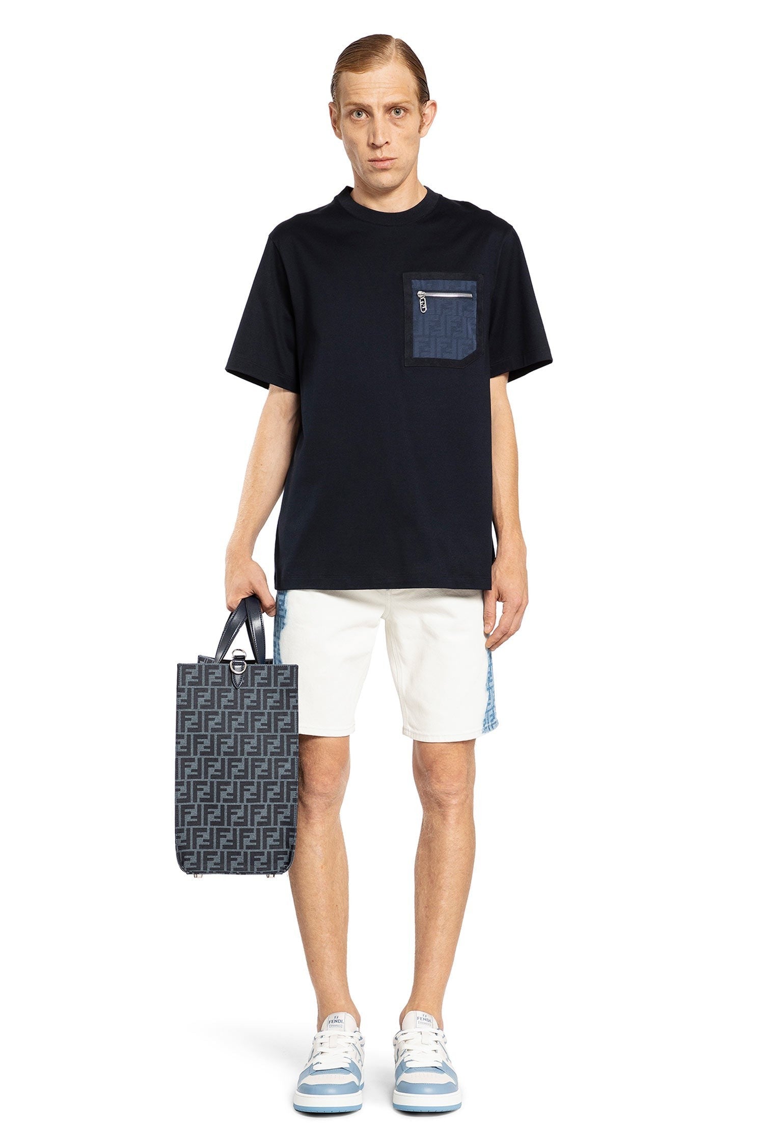 Bleached Ff Denim Shorts