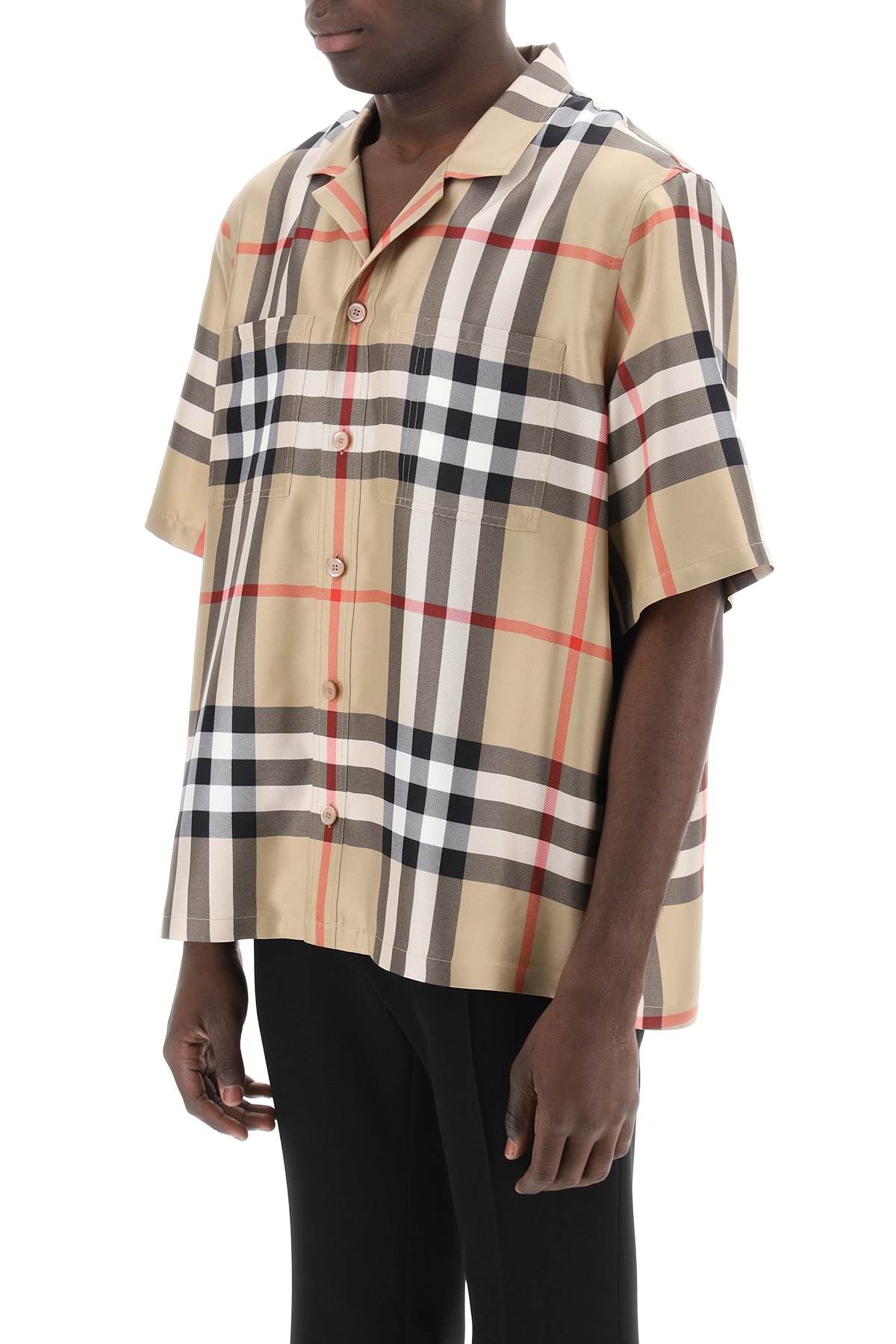 bowling shirt in tartan silk