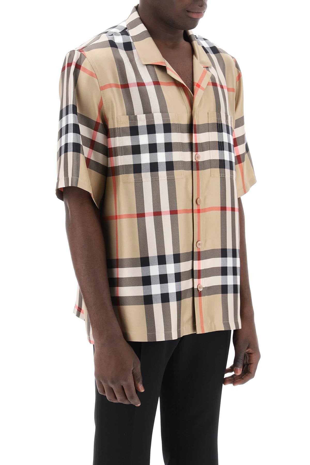 bowling shirt in tartan silk