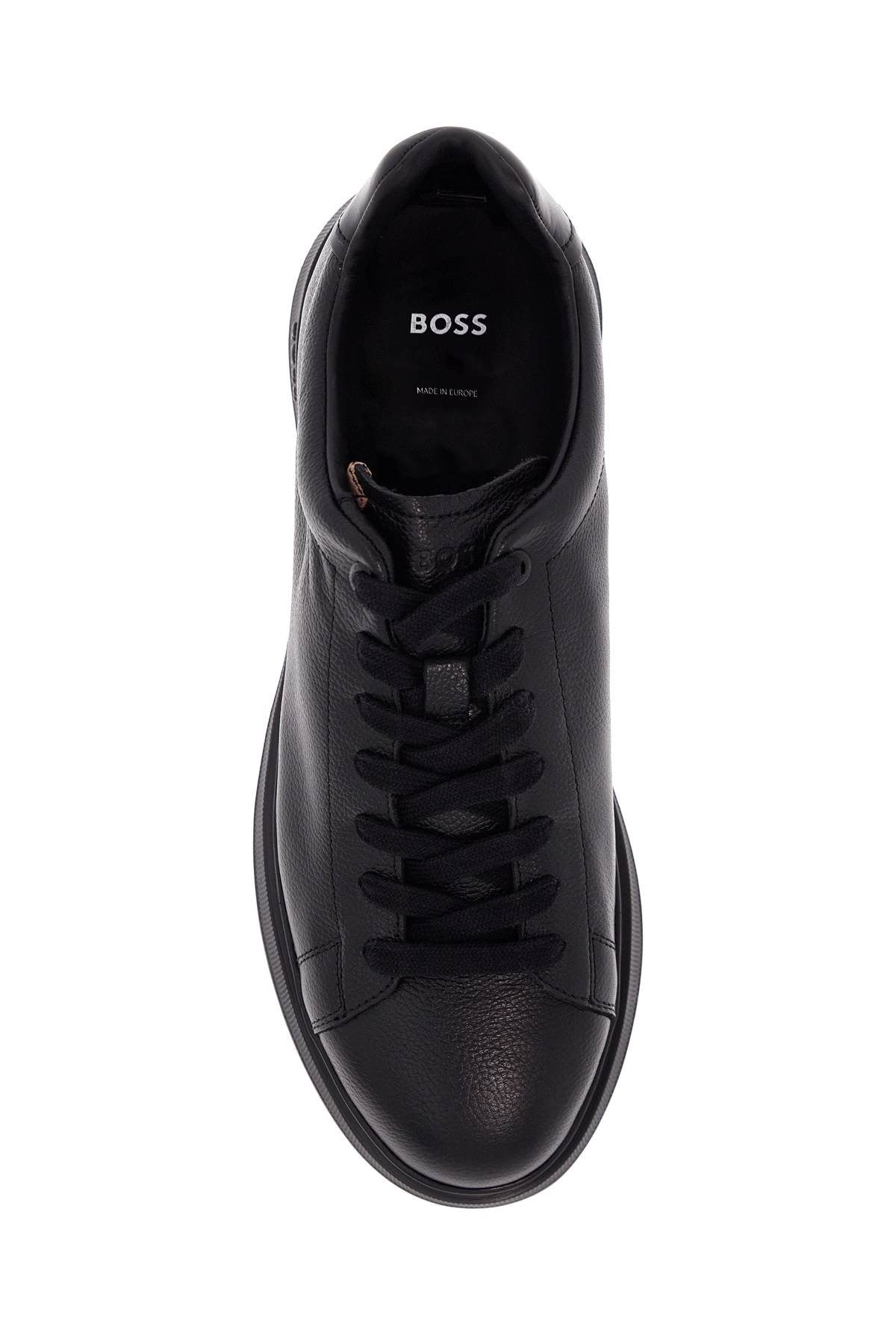 bulton runn gr black leather sneakers with rubber sole