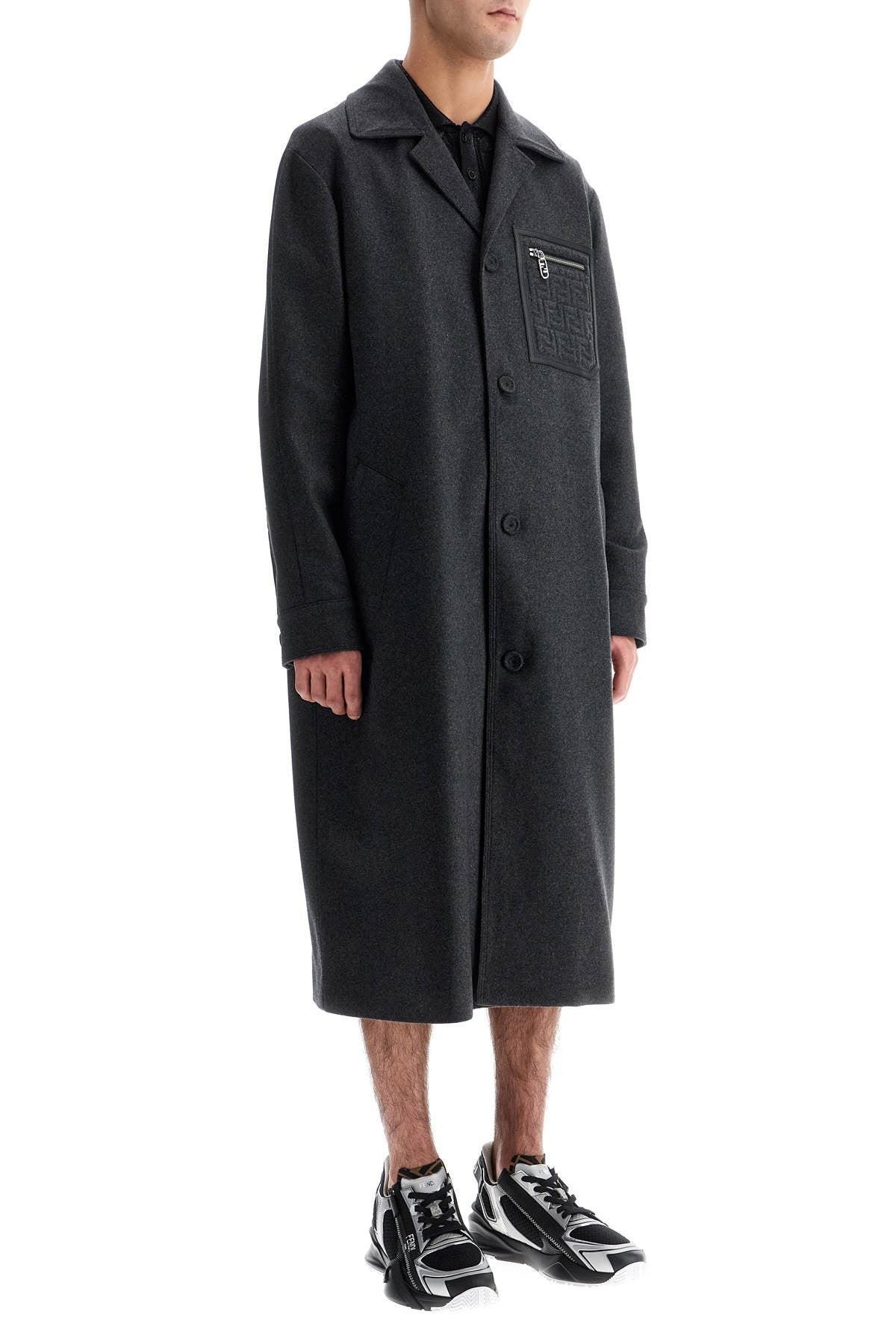 Cashmere Coat With Ff Pocket