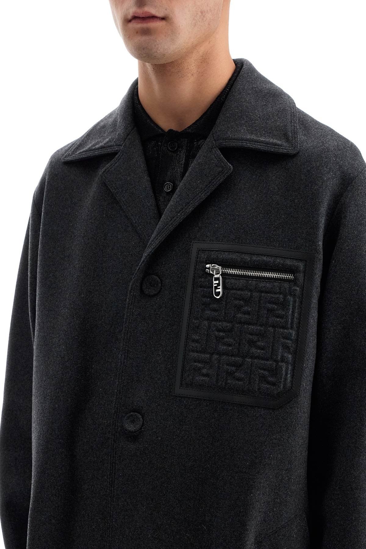Cashmere Coat With Ff Pocket