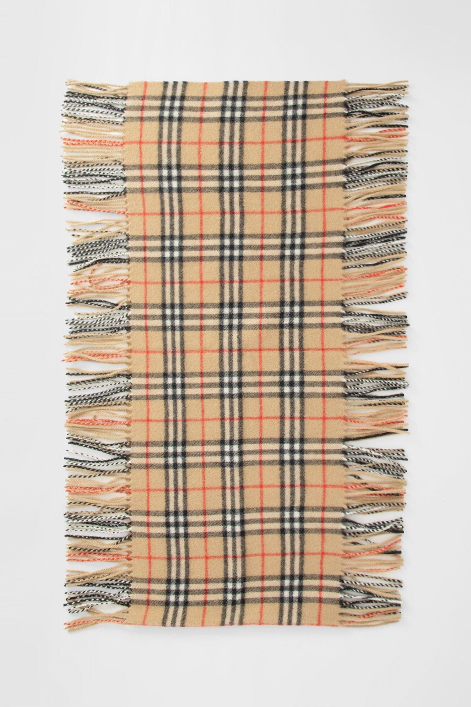 check cachemire fringed scarf