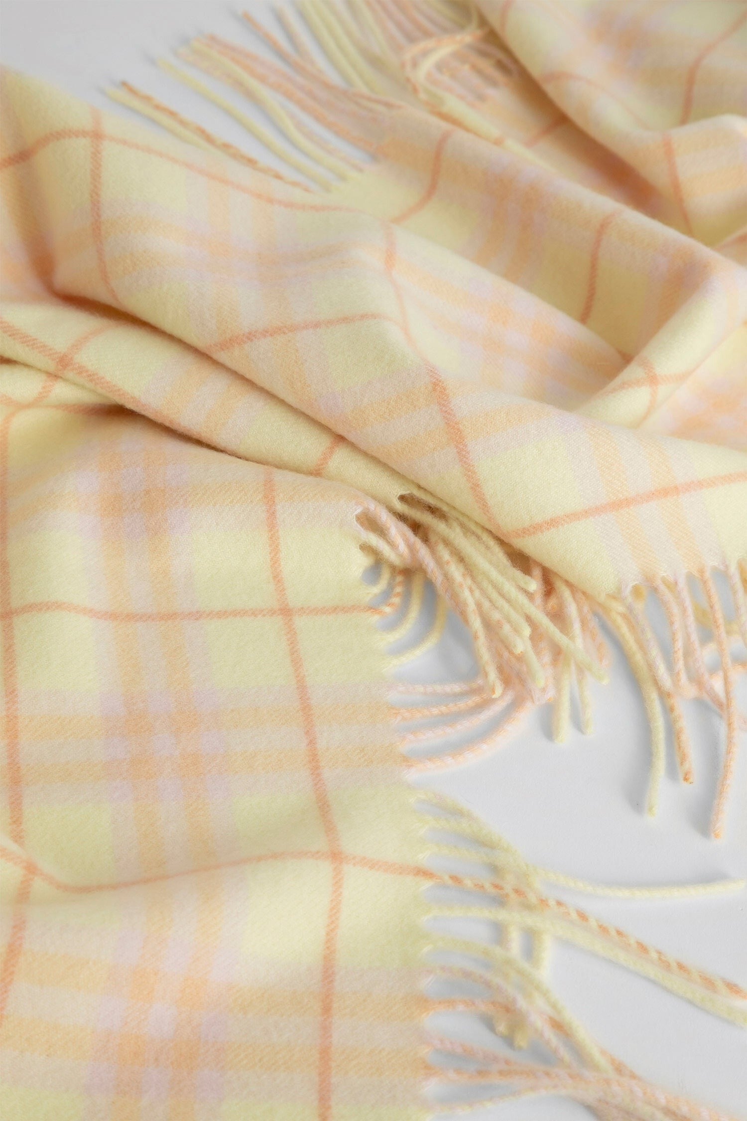 check cashmere fringed scarf