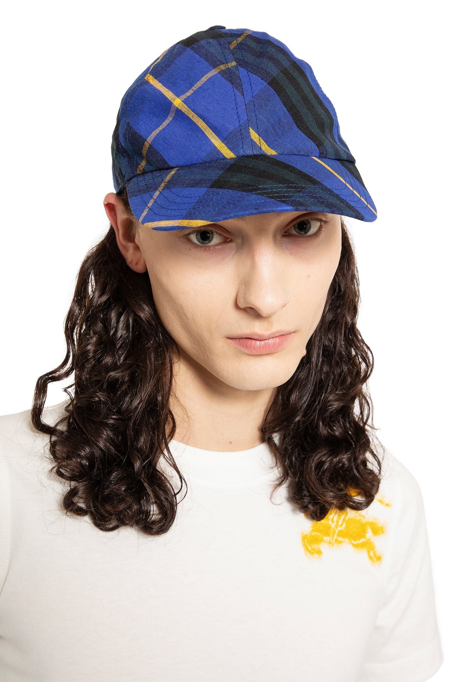 Check Linen Baseball Cap
