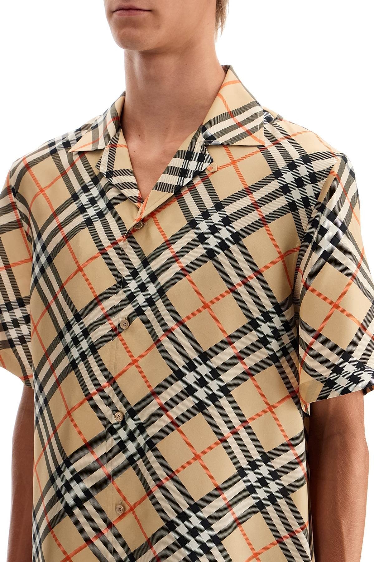 check silk short sleeve shirt