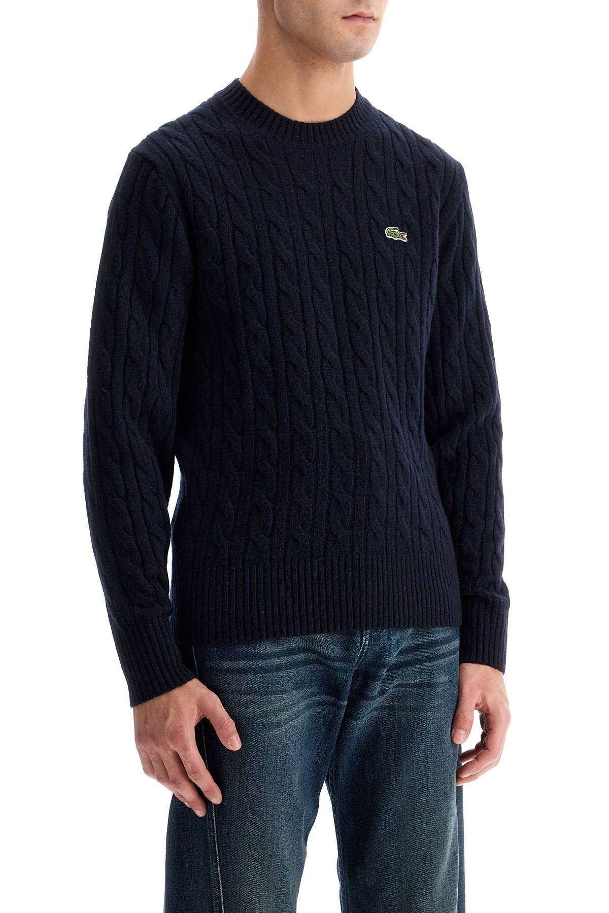 classic fit cable knit wool pullover