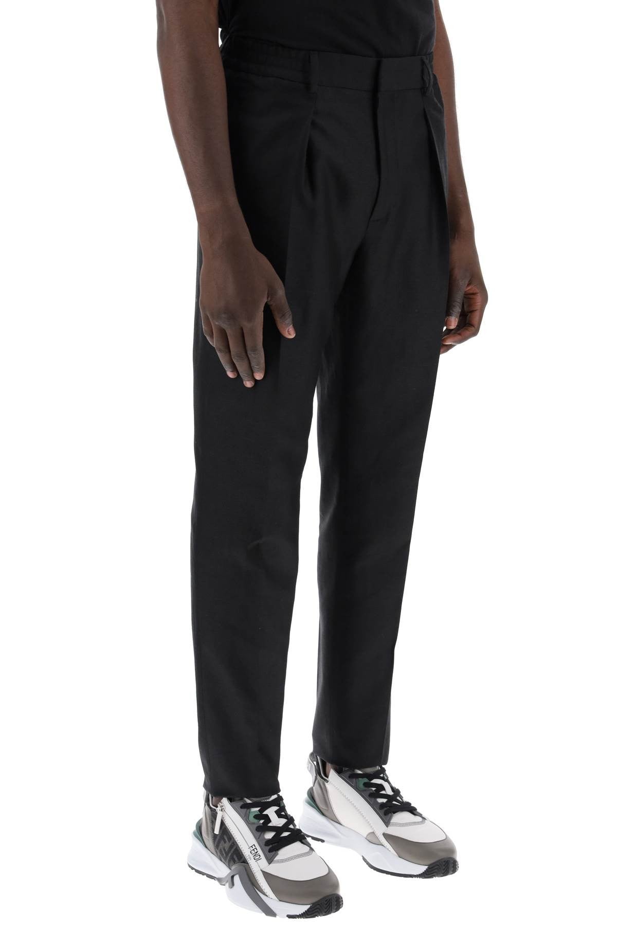 Cotton And Hemp Blend Trousers.