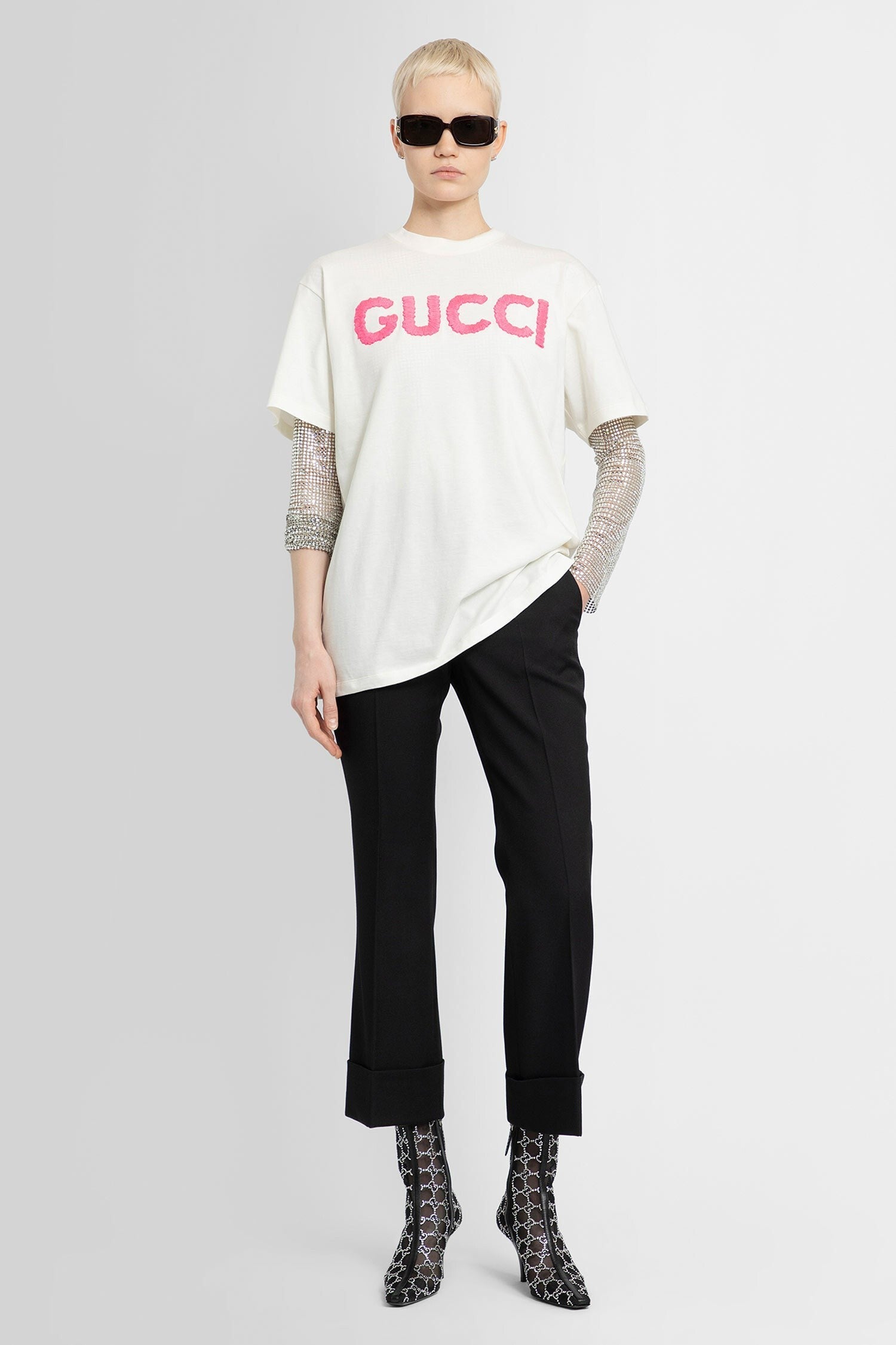 cropped wool horsebit trousers