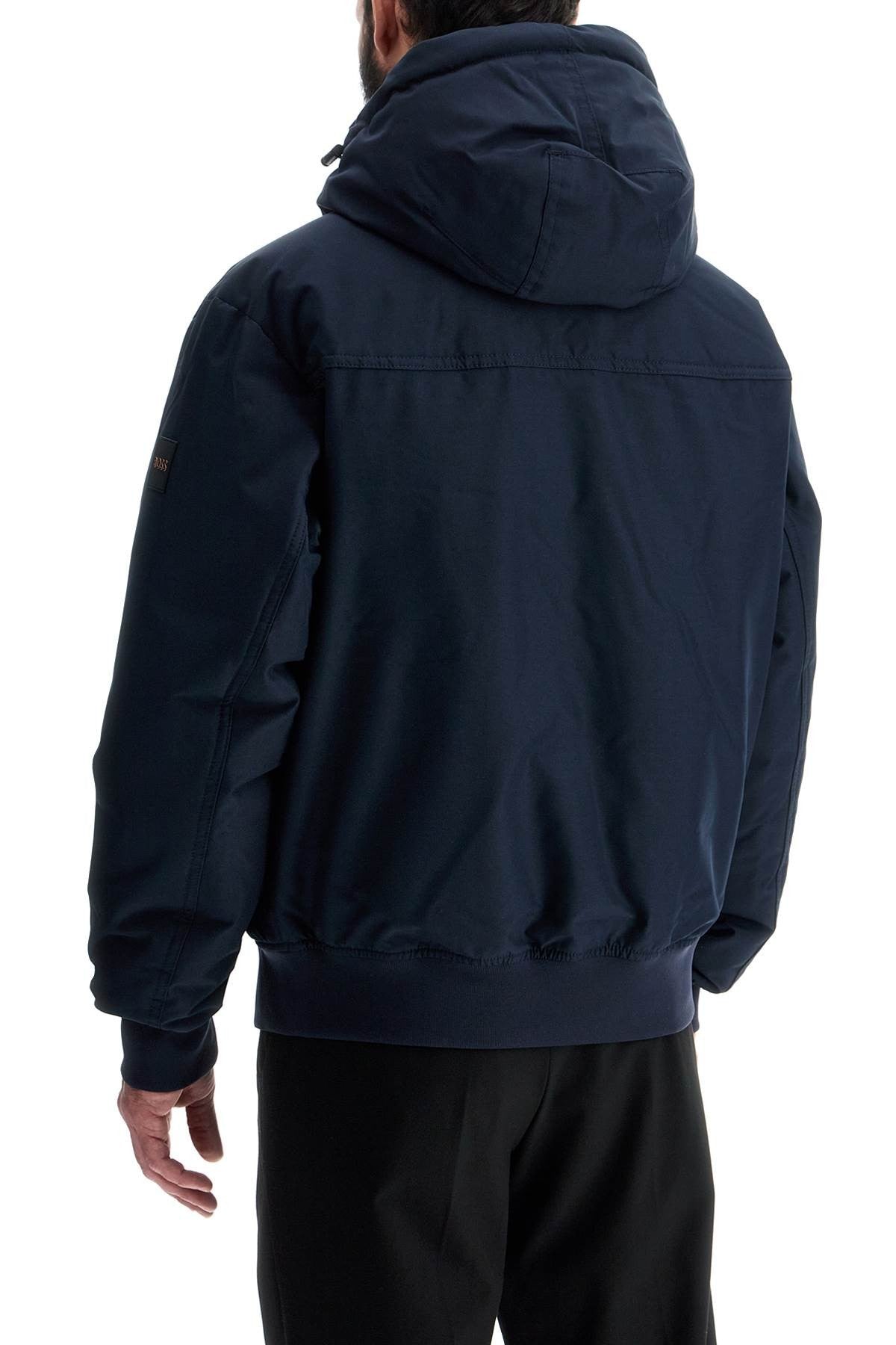 dark blue adjustable hooded coat osis
