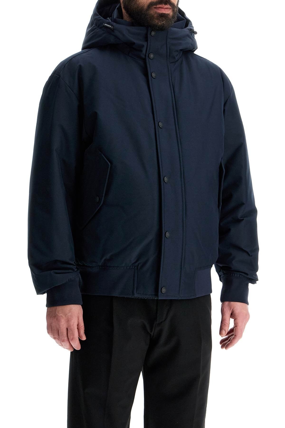 dark blue adjustable hooded coat osis