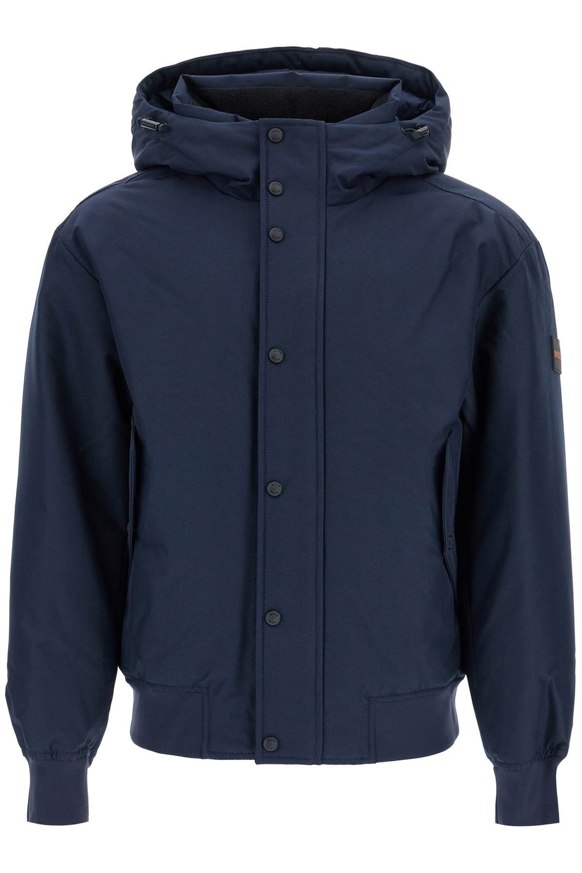 dark blue adjustable hooded coat osis