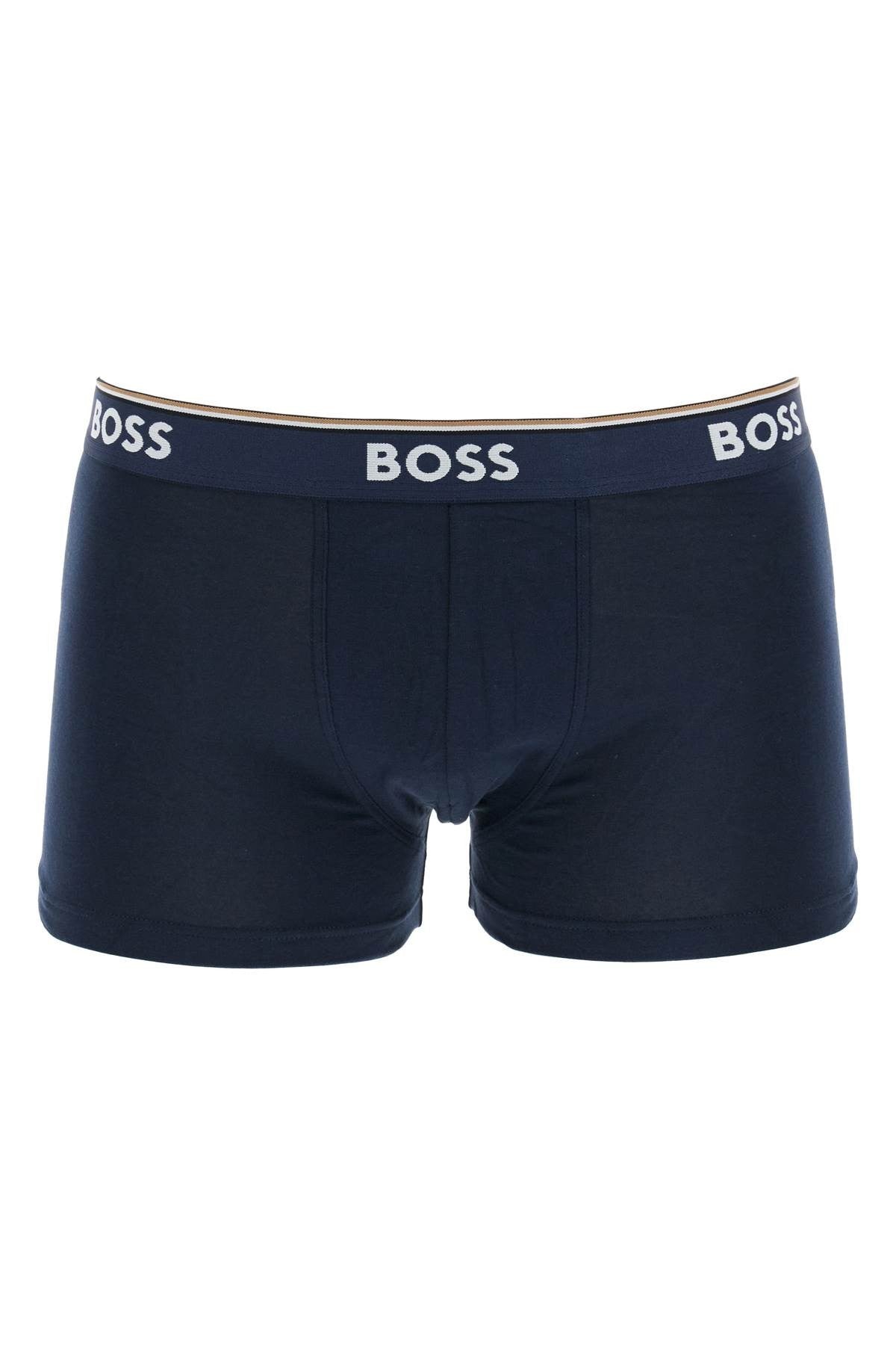 dark blue and patterned slim fit boxer set 3 pieces stretch cotton