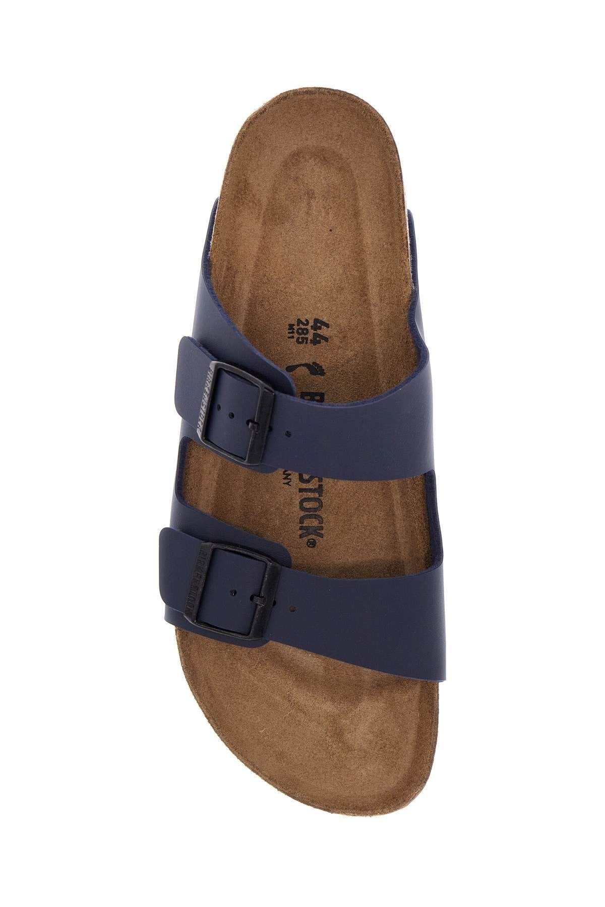 dark blue arizona sandals in birkoflor with cork sole
