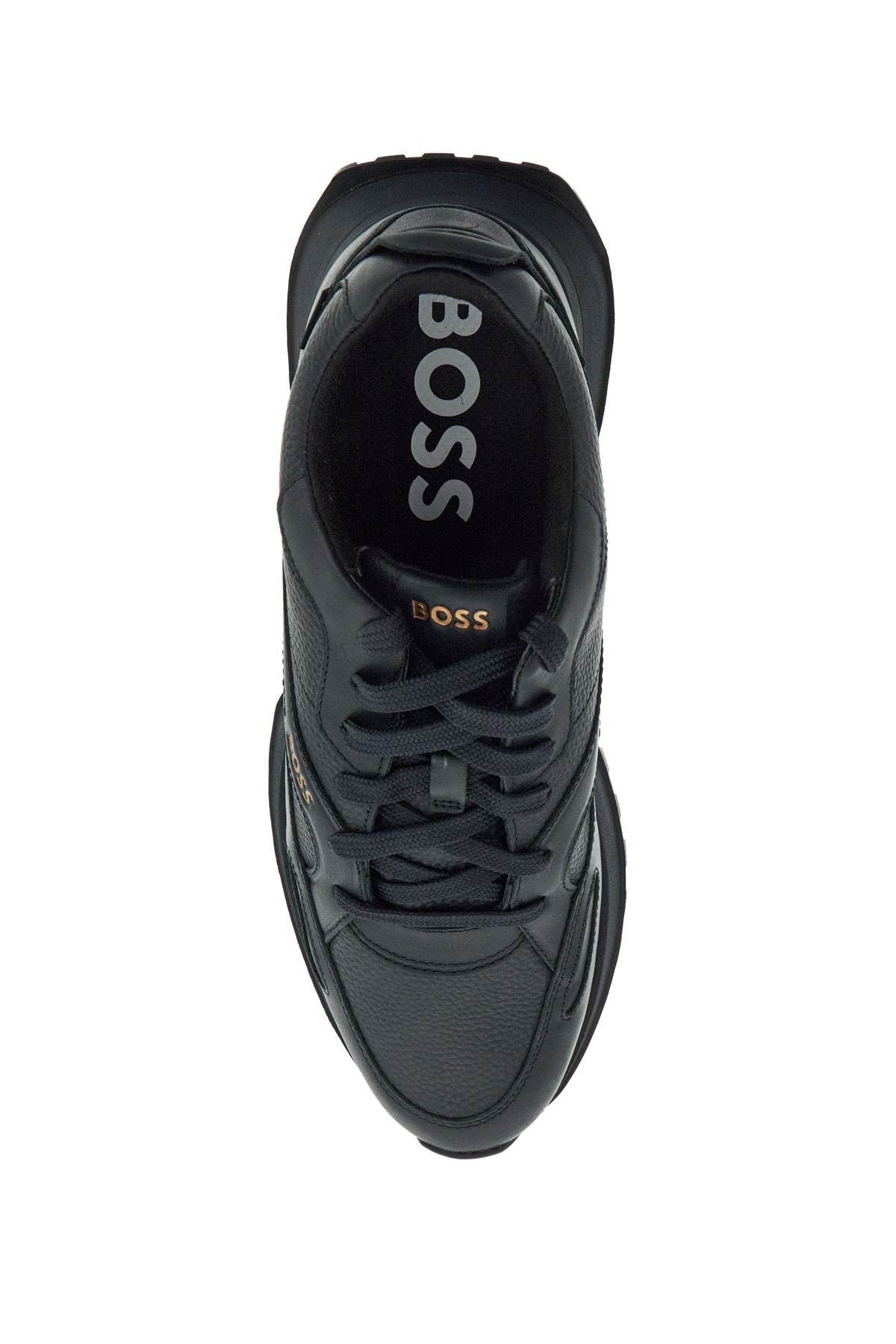dark blue leather sporty elegant sneakers