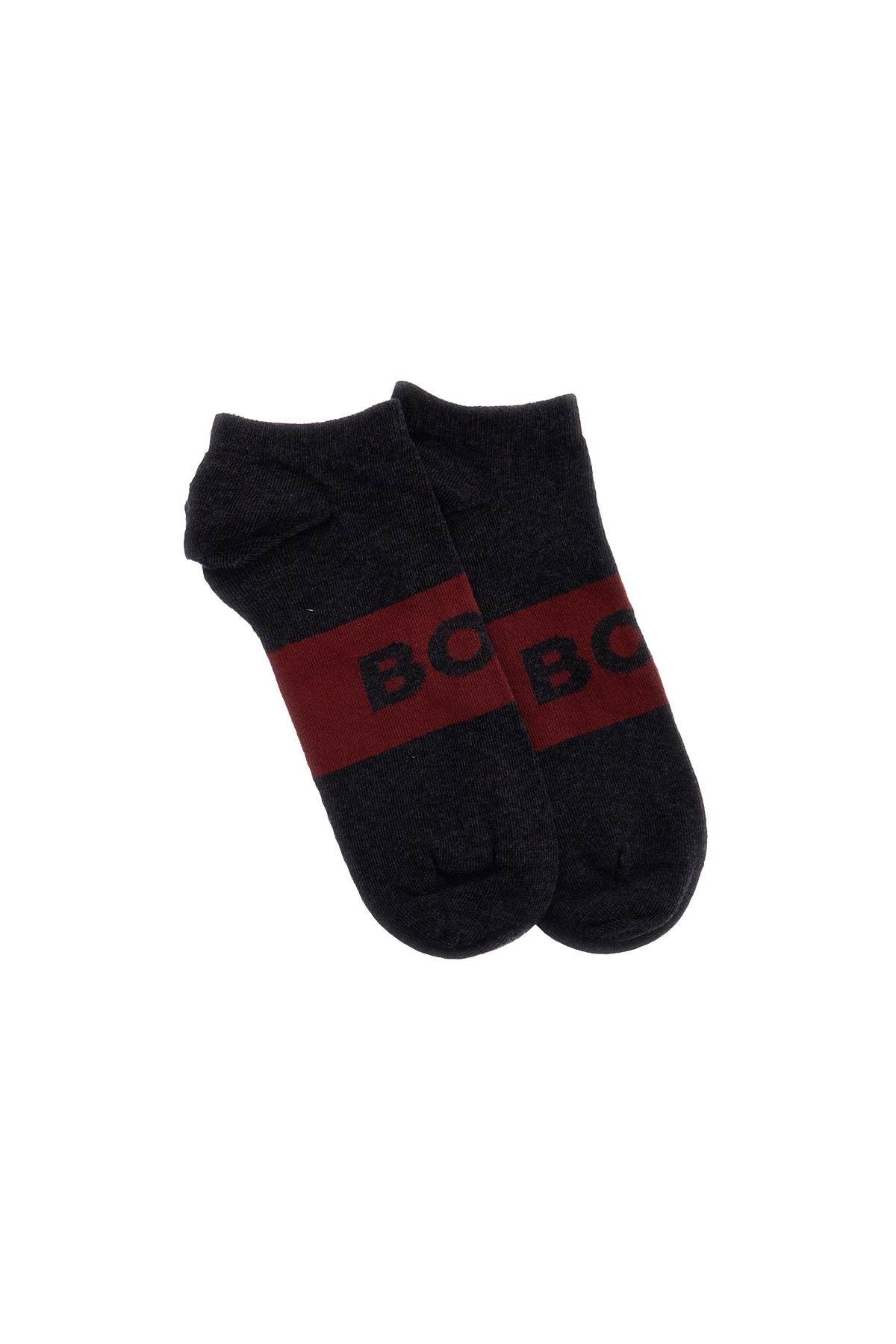 dark grey short socks with logo 2 pairs 80% cotton made in italy