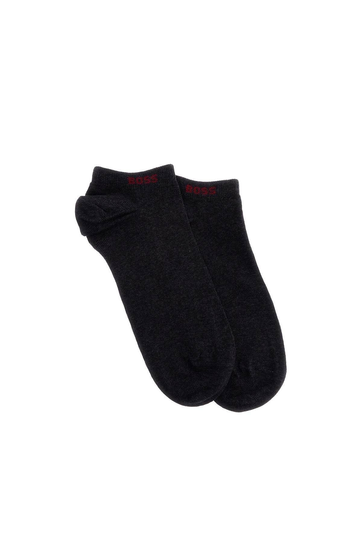 dark grey short socks with logo 2 pairs 80% cotton made in italy