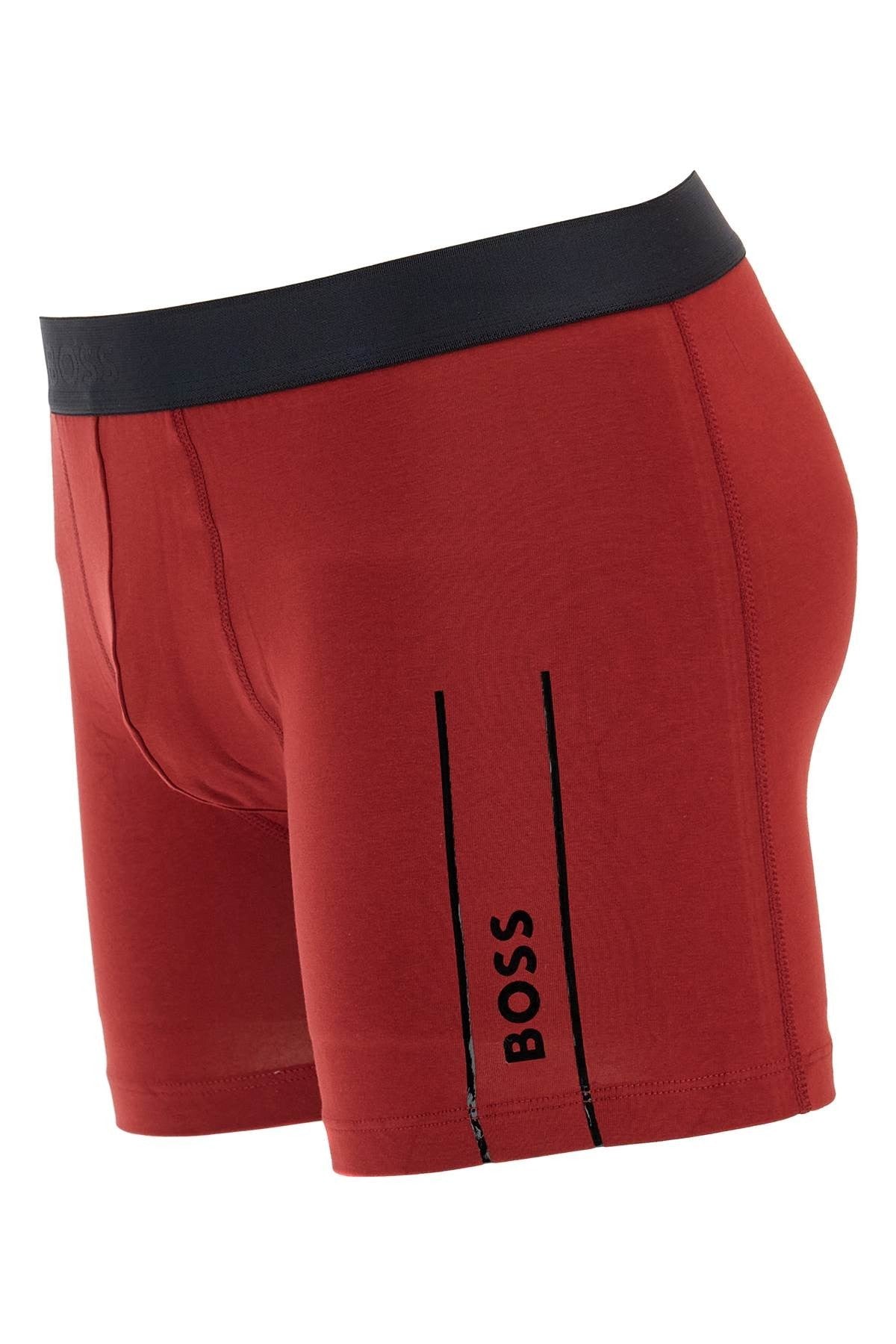 dark red slim fit boxer with side logo in cotton