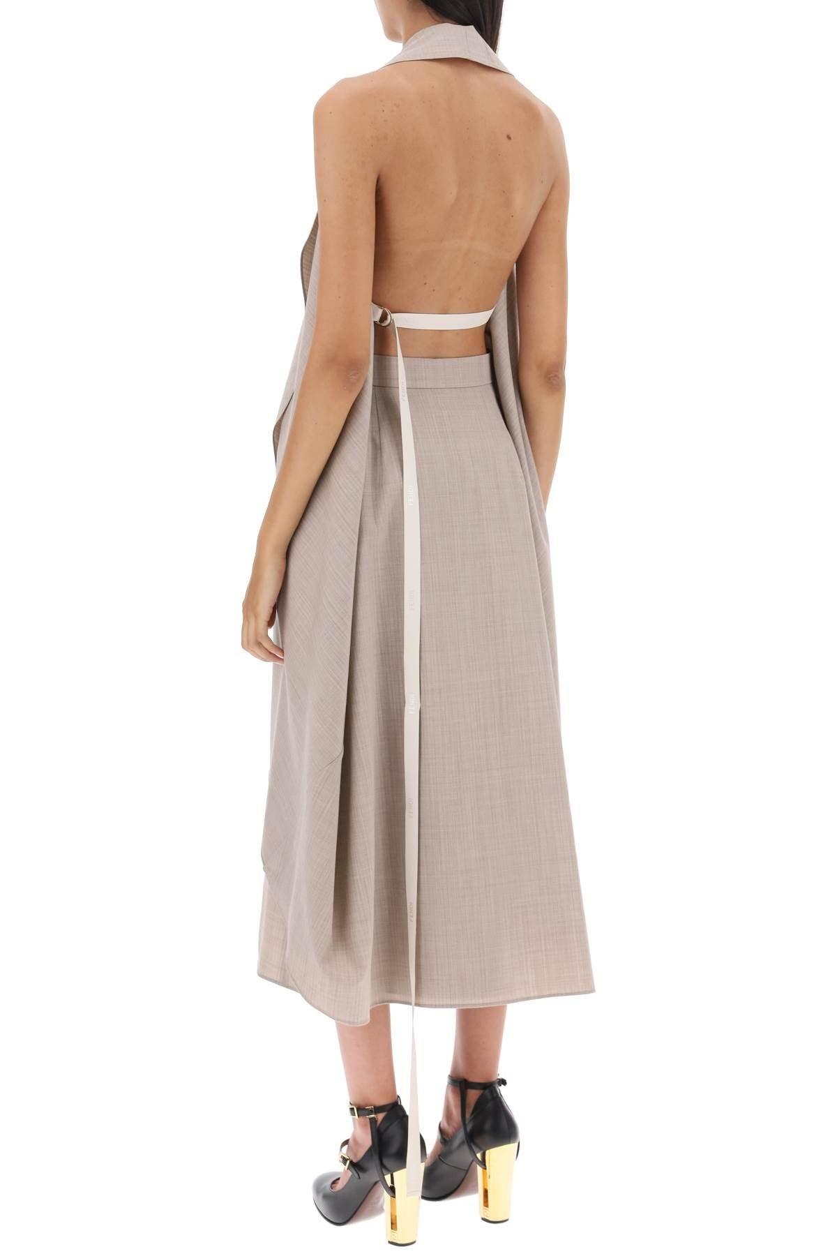 draped dress in pinstripe flannel