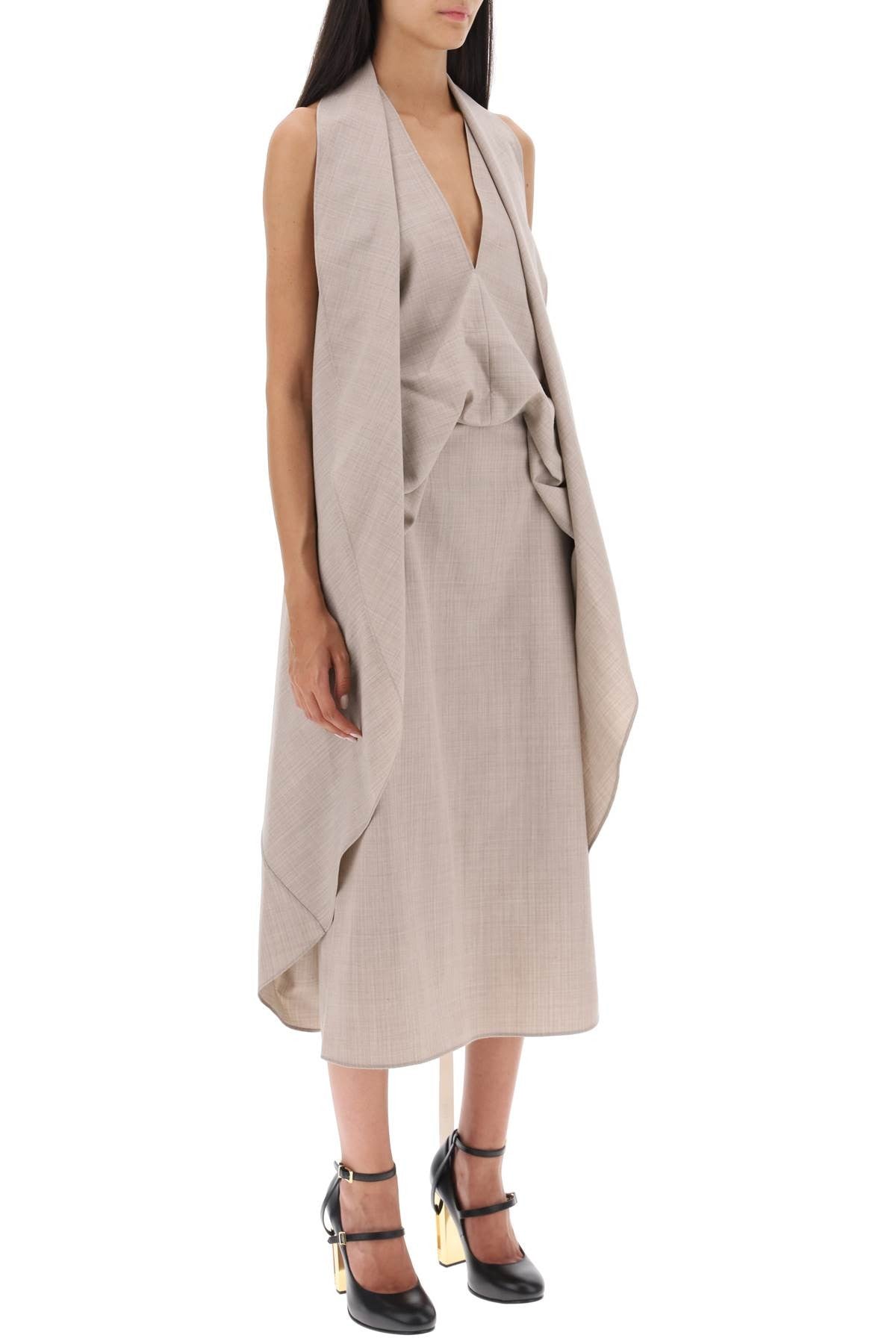 draped dress in pinstripe flannel
