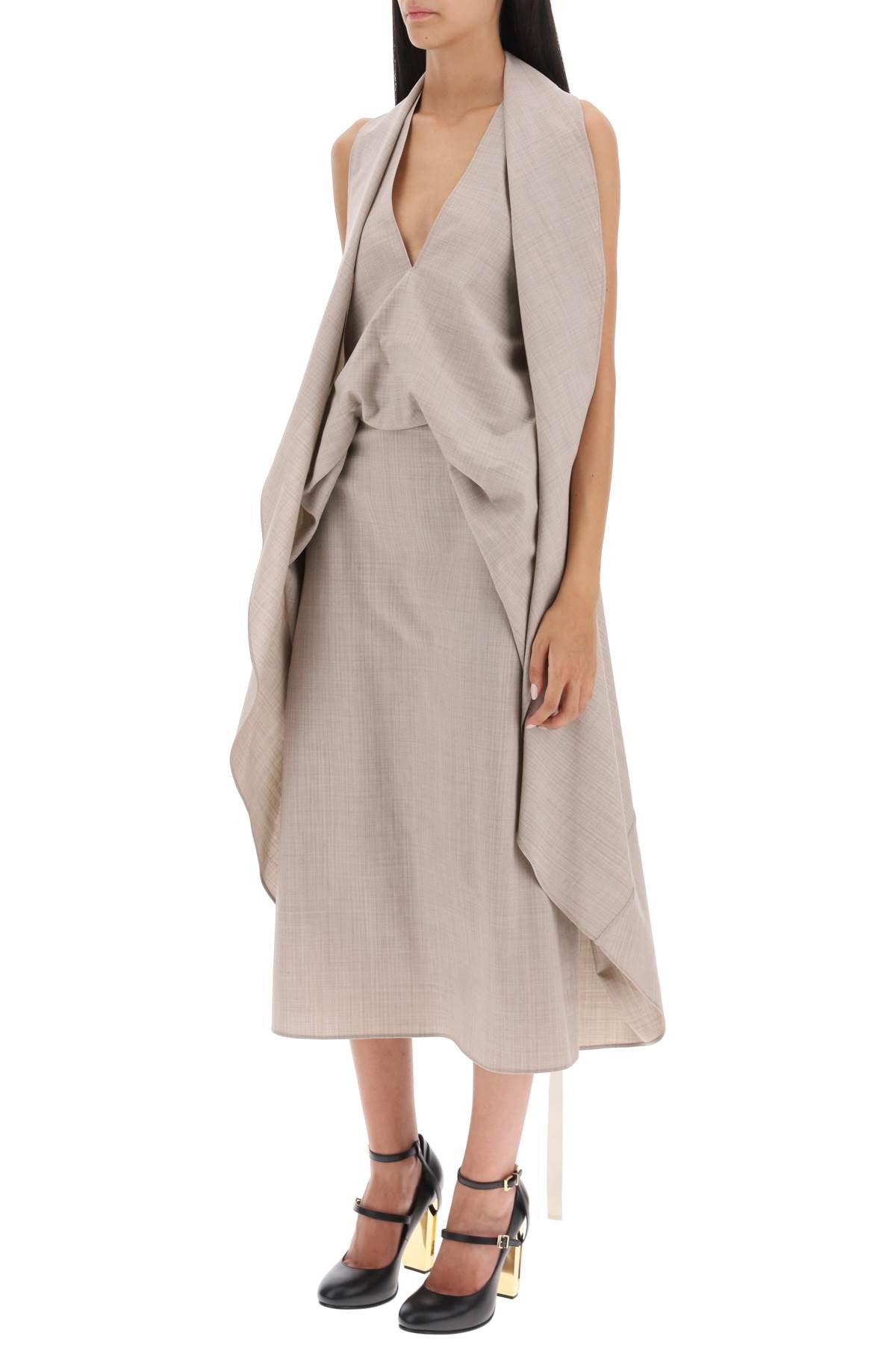 draped dress in pinstripe flannel