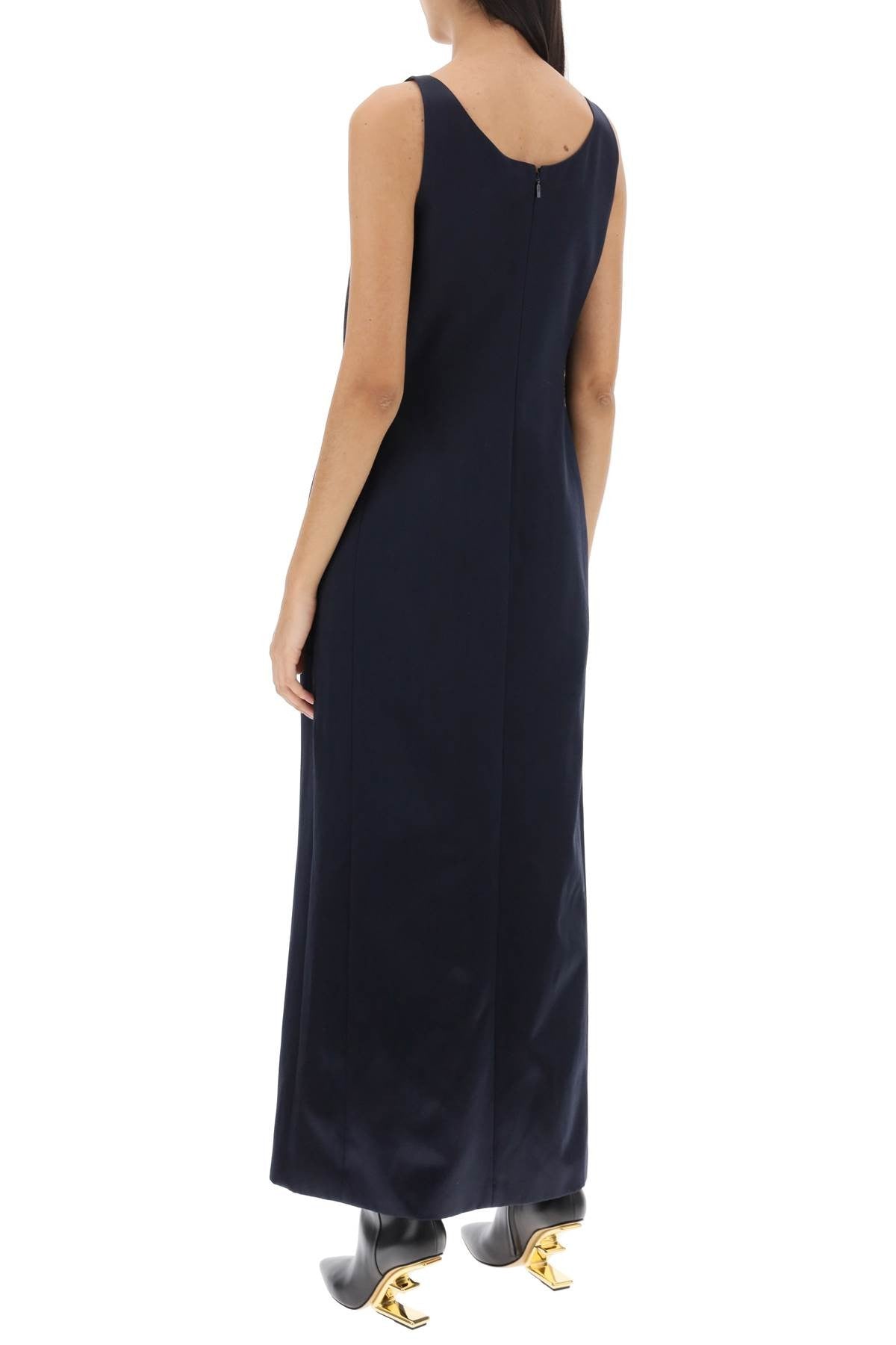 draped duchess satin dress