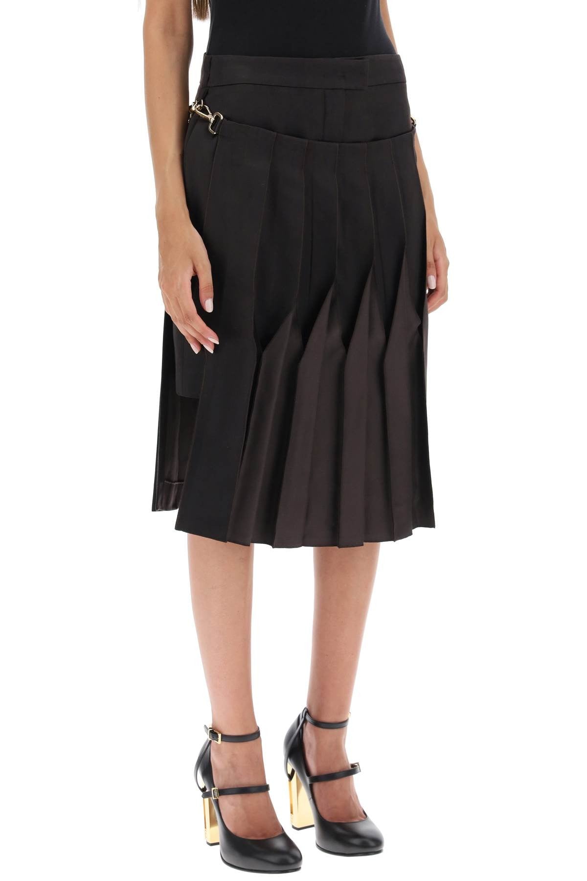 duchesse skirt with pleated panel