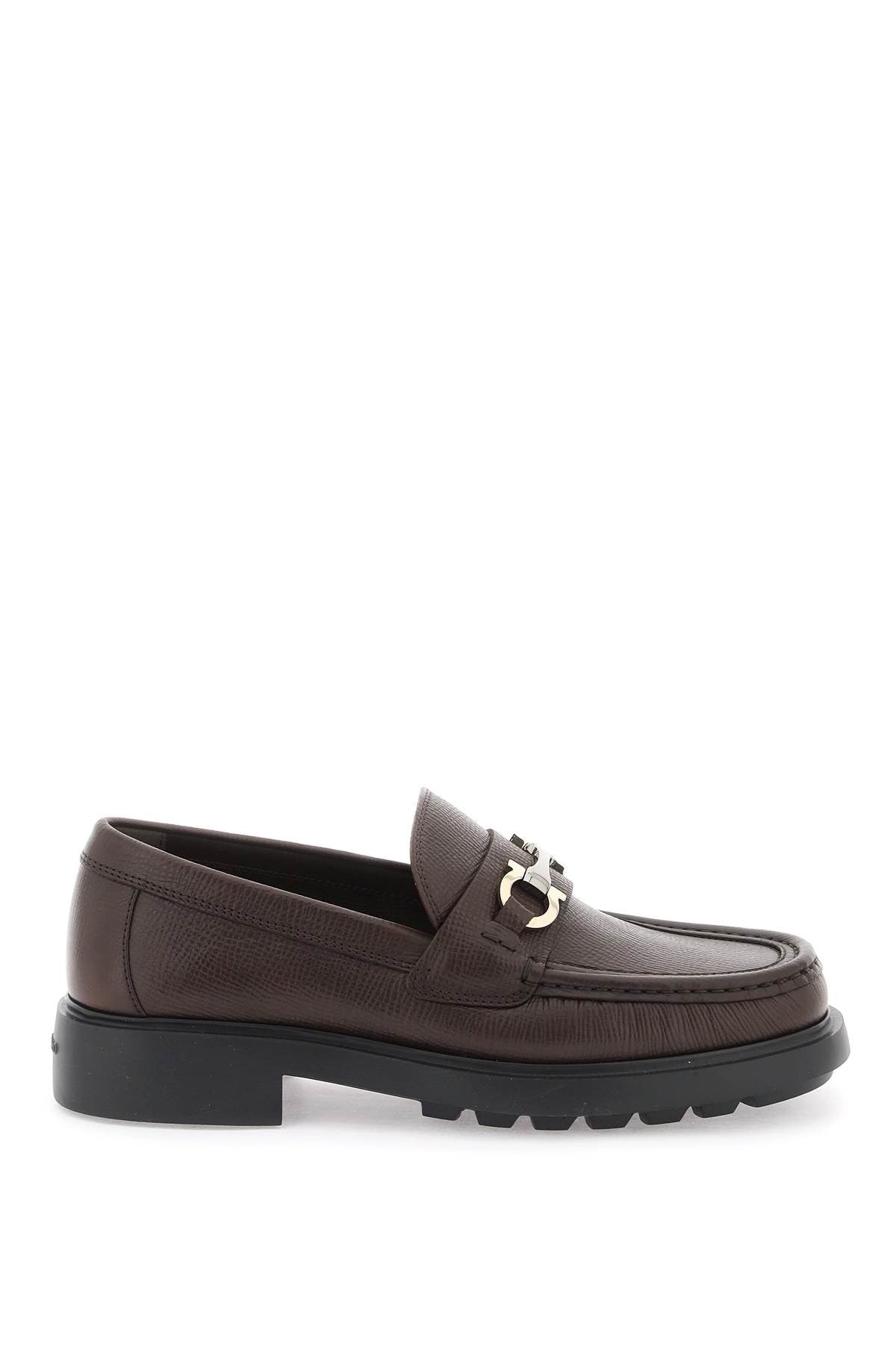 Embossed Leather Loafers With G