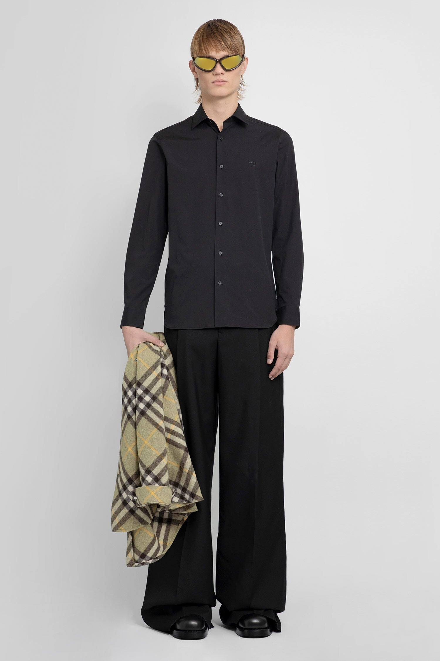embroidered ekd stretch cotton shirt