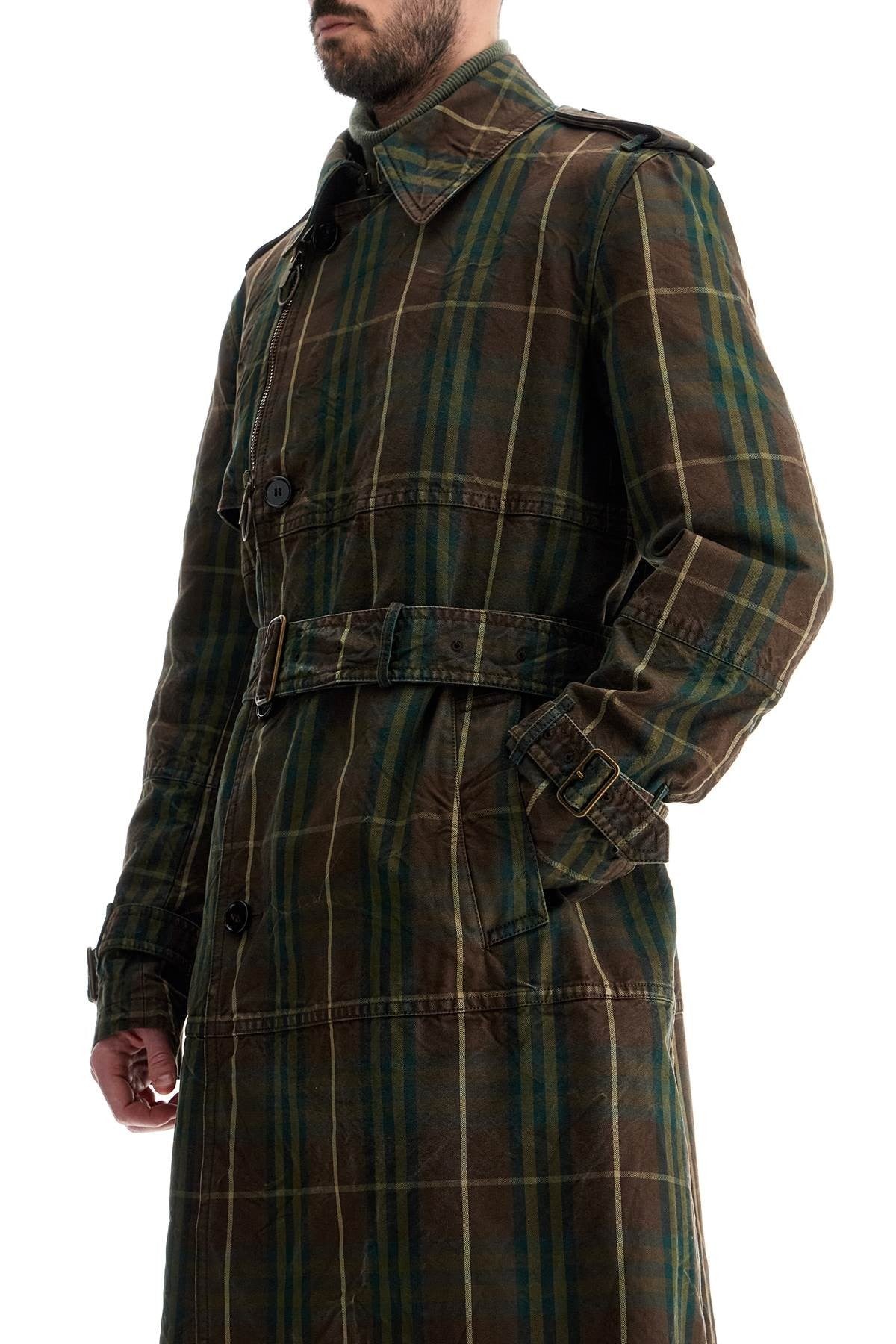 ered double-breasted trench coat in canvas
