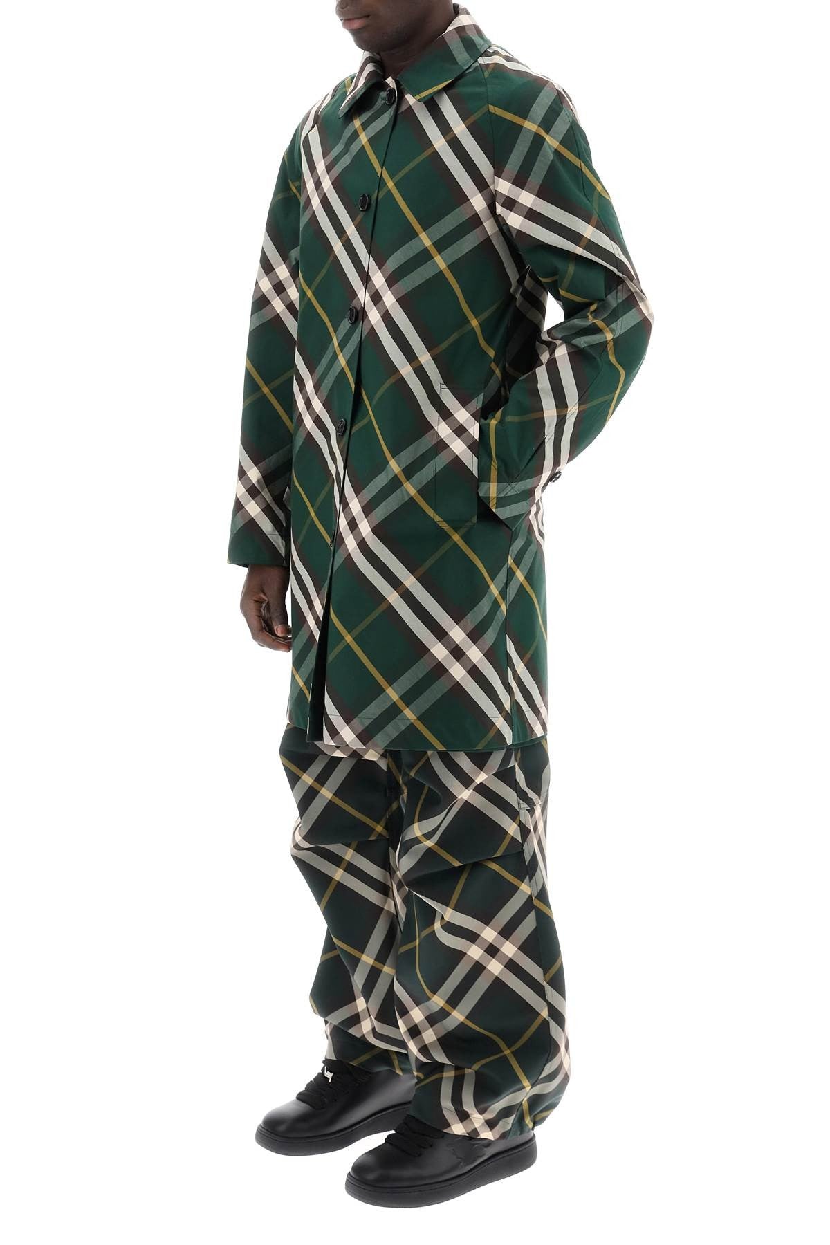 ered reversible checkered gabardine midi