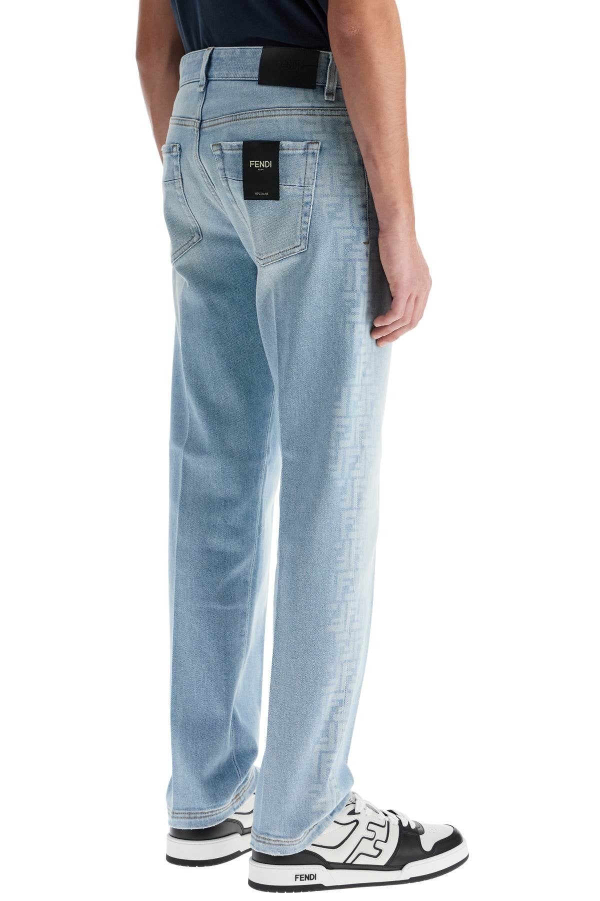 faded ff pattern jeans with