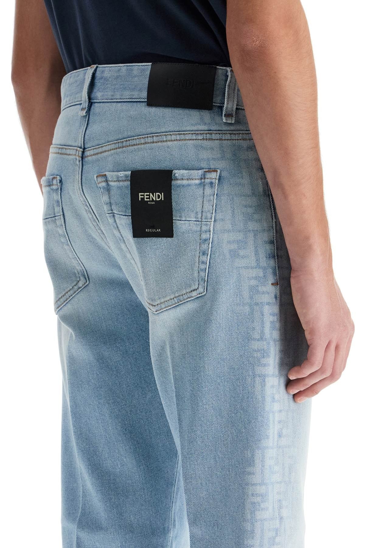 faded ff pattern jeans with