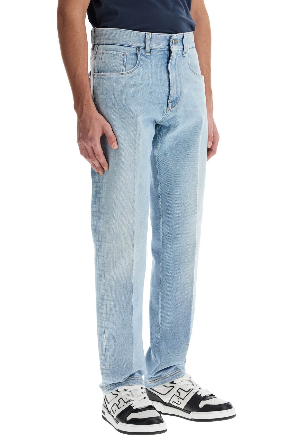 faded ff pattern jeans with
