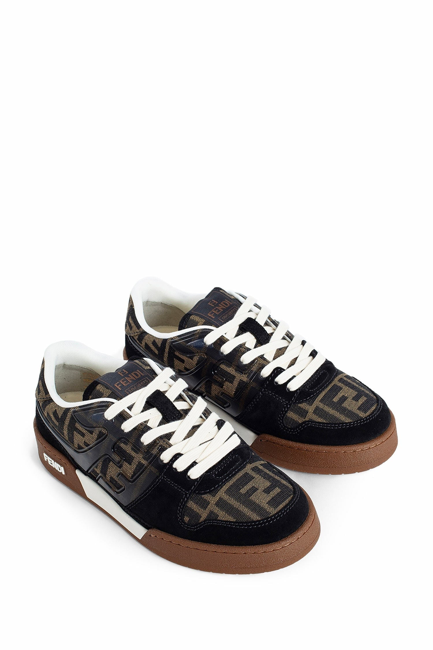 Fendi Match Suede And Canvas Sneakers