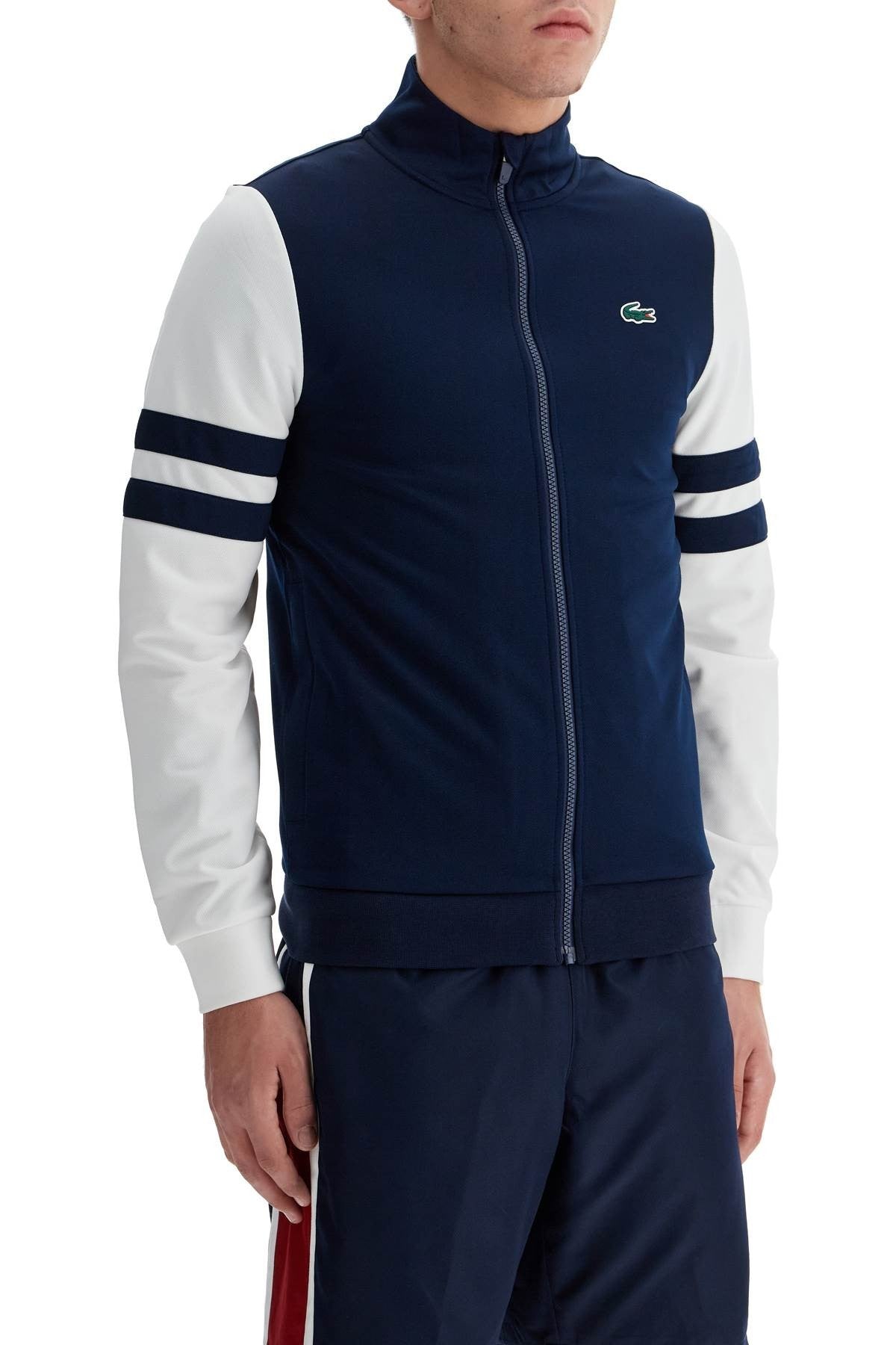 full zip sweatshirt with contrasting sleeves