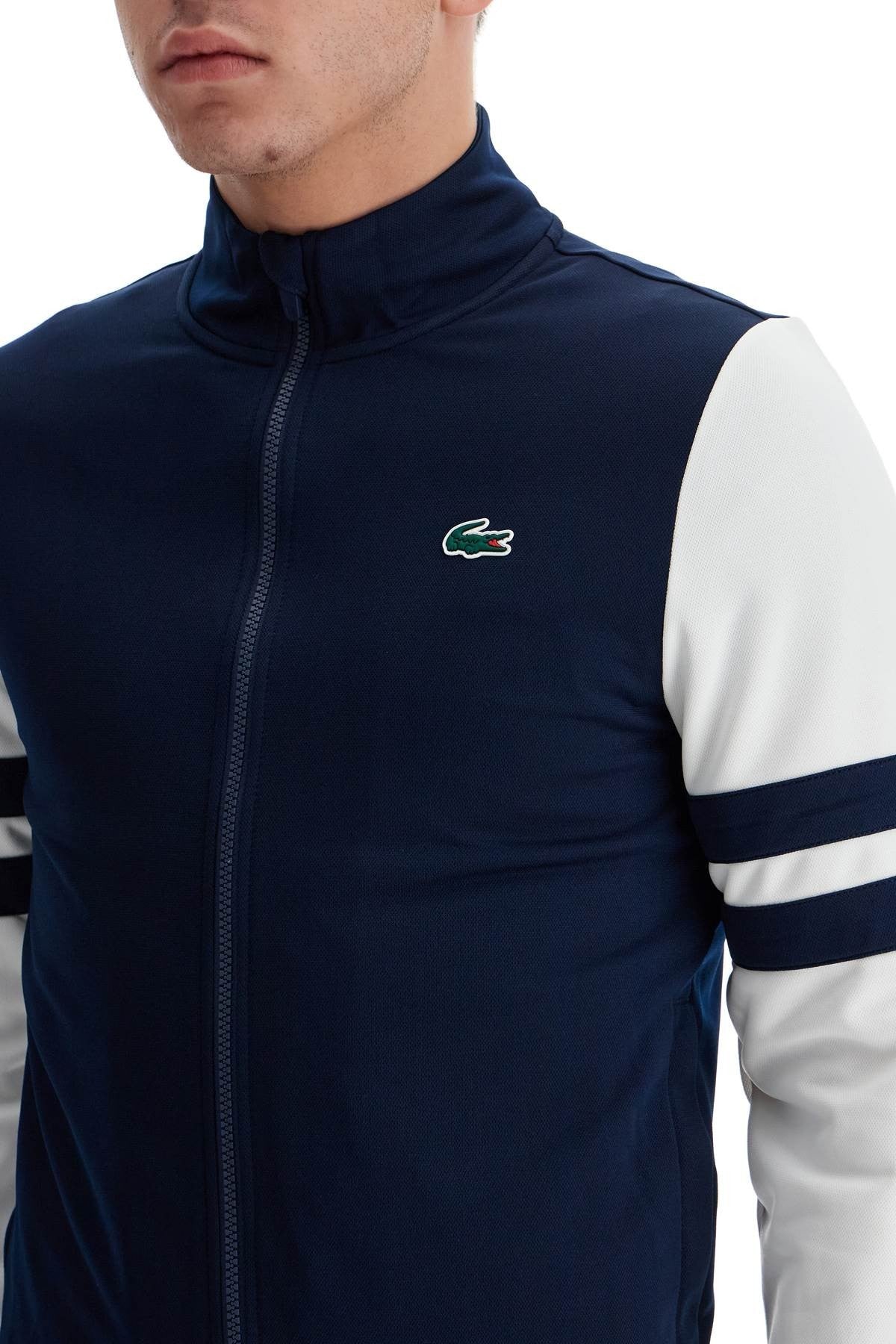 full zip sweatshirt with contrasting sleeves